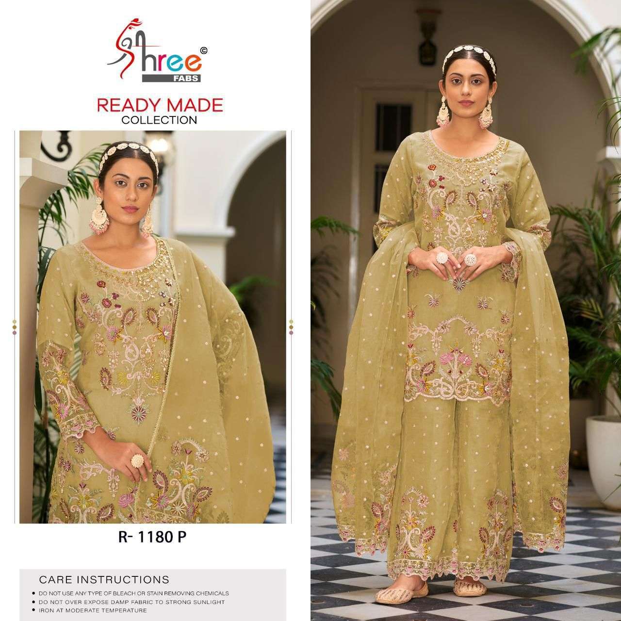 R-1180 COLOURS BY SHREE FABS 1180-A TO 1180-D SERIES ORGANZA SILK WORK READYMADE DRESSES