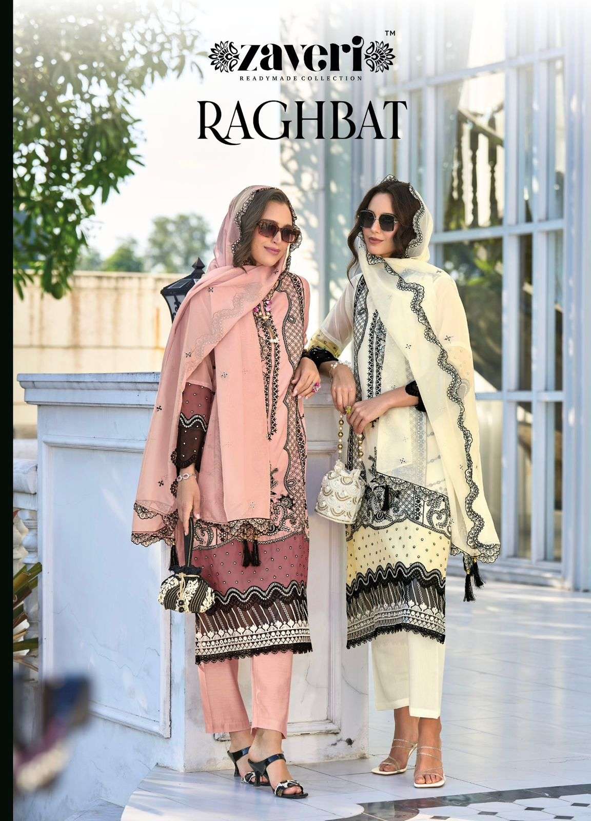 RAGHBAT BY ZAVERI 1306 TO 1308 SERIES ORGANZA PRINT EMBROIDERY WORK READMADE DRESSES