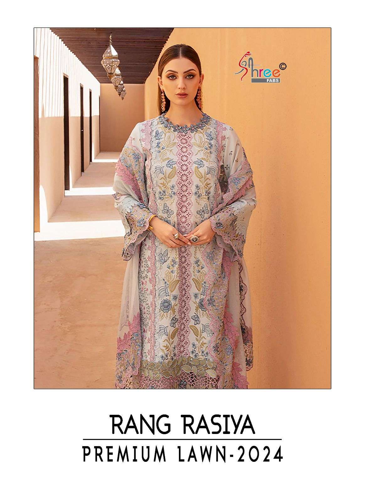 RANG RASIYA PREMIUM LAWN-2024 BY SHREE FABS 3601 TO 3604 SERIES LAWN COTTON WORK DRESSES