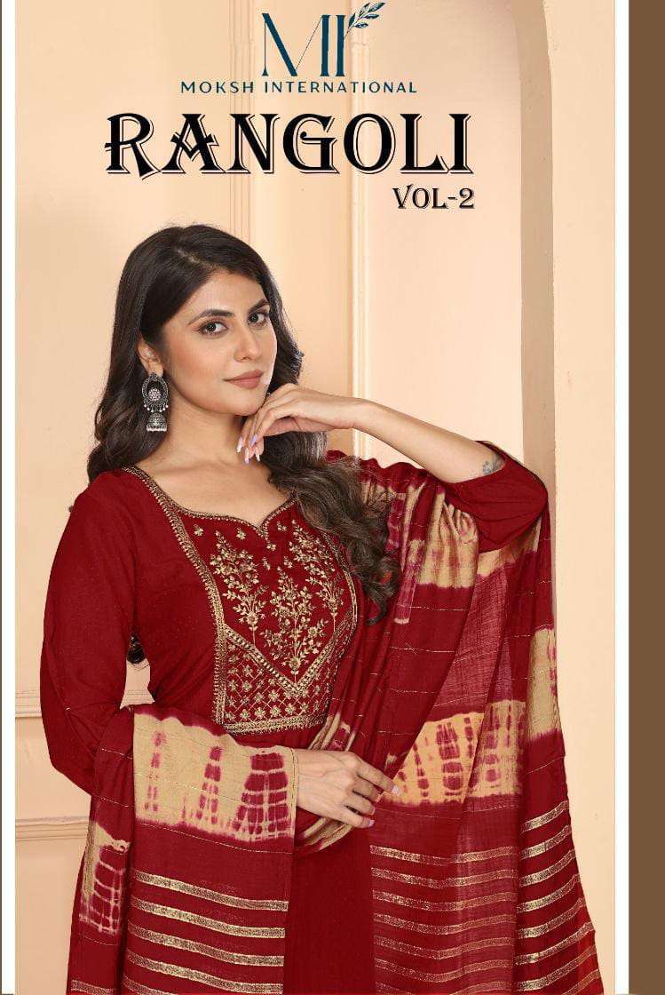 RANGOLI VOL-2 BY MOKSH INTERNATIONAL SILK HEAVY EMBROIDERY READYMADE DRESS