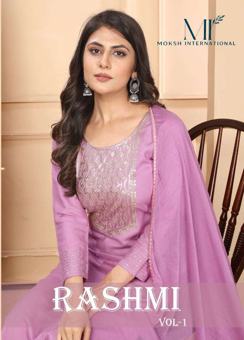 RASHMI VOL-1 BY MOKSH INTERNATIONAL 9001 AND 9002 SERIES RAYON WORK READYMADE DRESSES