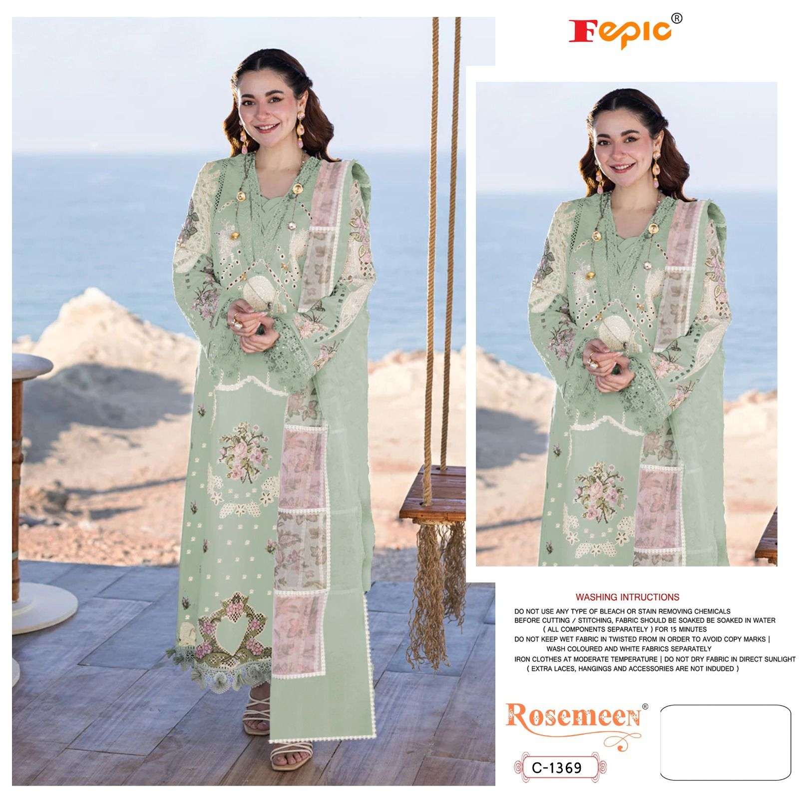 ROSEMEEN 1369-A TO 1369-C SERIES BY FEPIC PURE COTTON EMBROIDERY PAKISTANI DRESSES