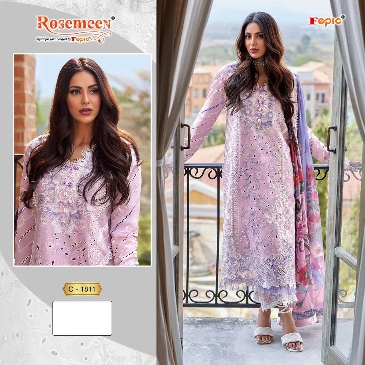 ROSEMEEN 1811 COLOURS BY FEPIC 1811-A TO 1811-C SERIES COTTON EMBROIDERY PAKISTANI DRESSES