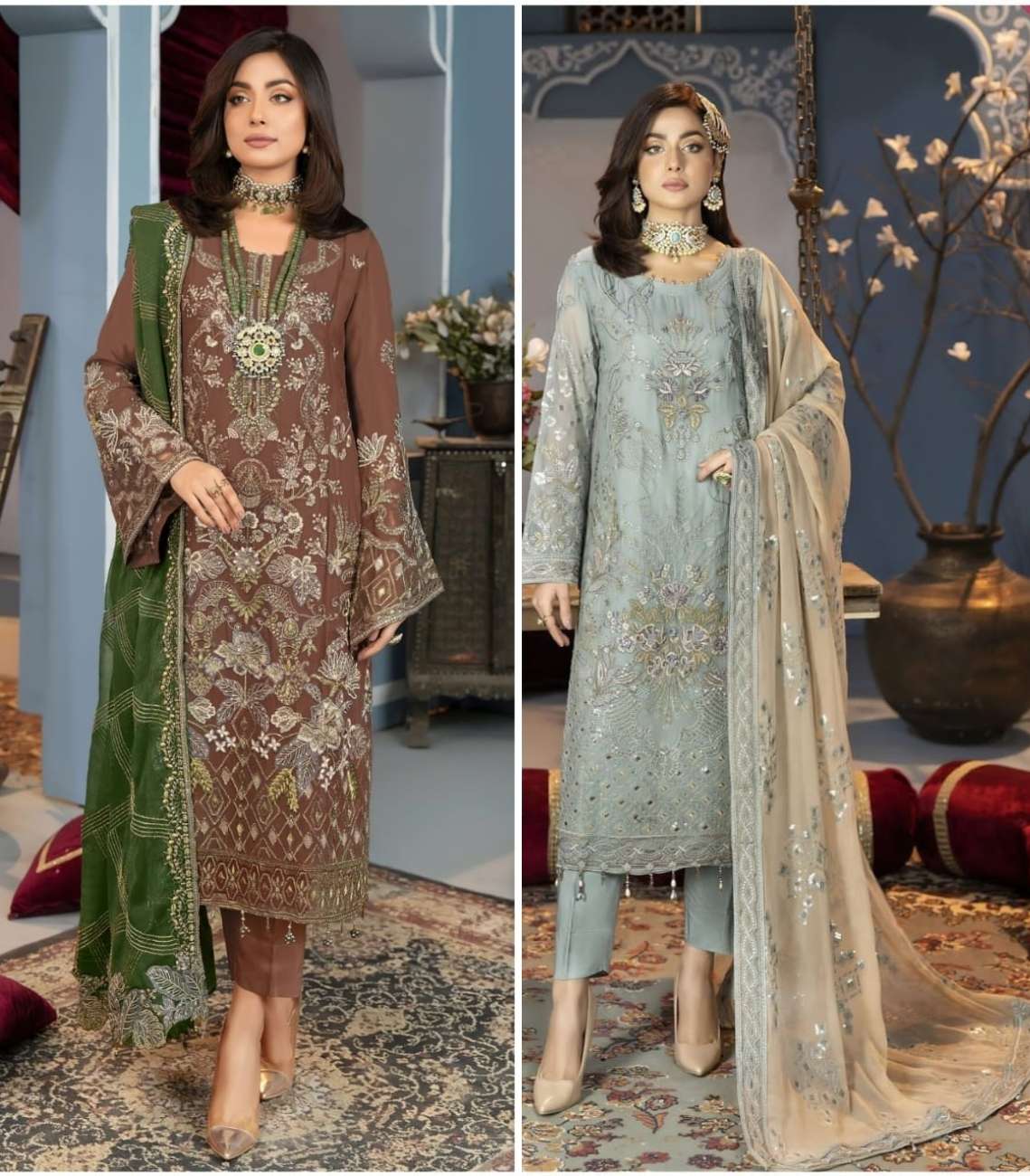 SAMAIRA HIT DESIGNS BY AL KHUSHBU GEORGETTE HEAVY EMBROIDERY PAKISTANI DRESSES