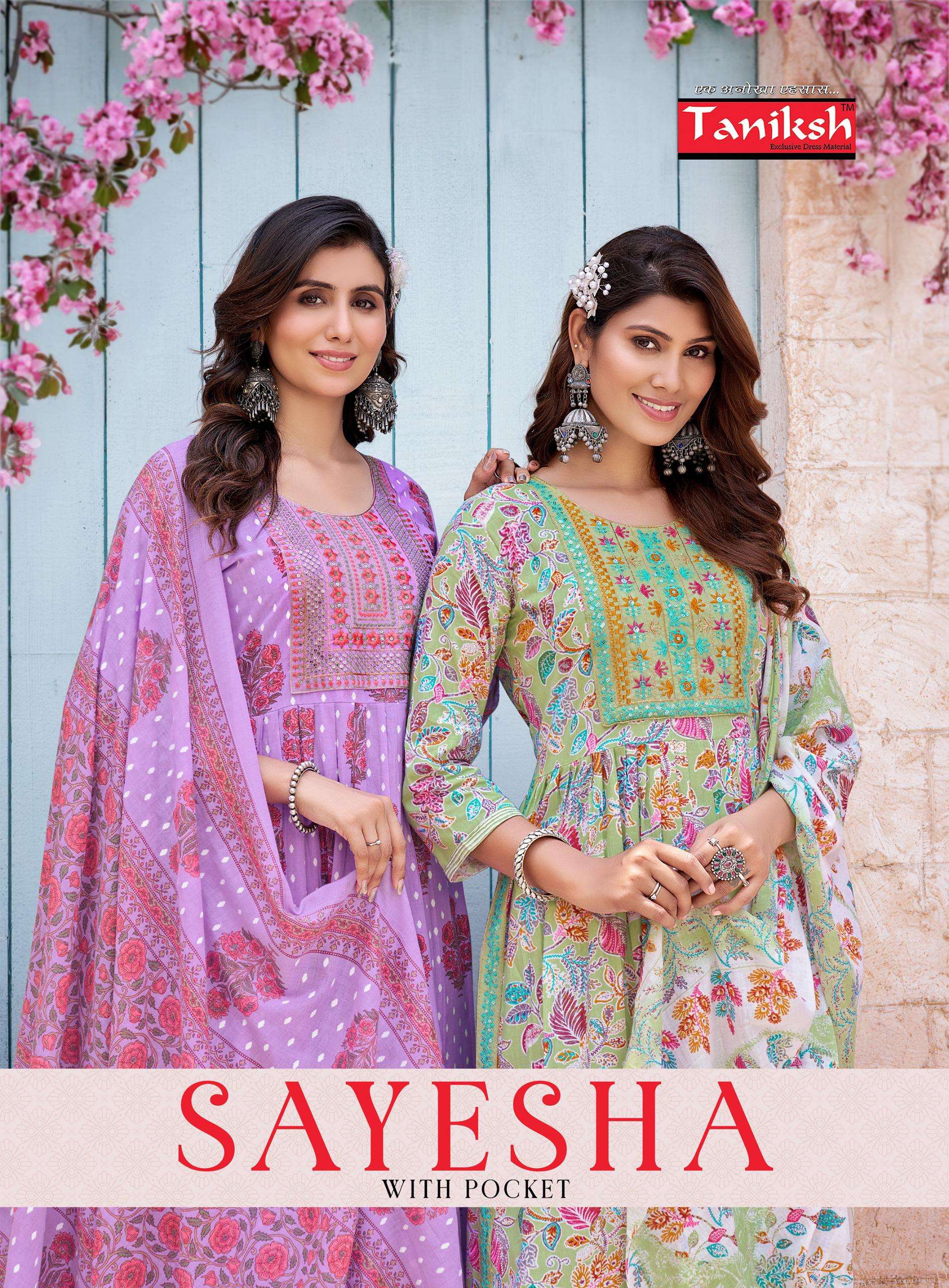 SAYESHA BY TANIKSH 1001 TO 1008 SERIES COTTON PRINT EMBROIDERY WORK READYMADE DRESSES