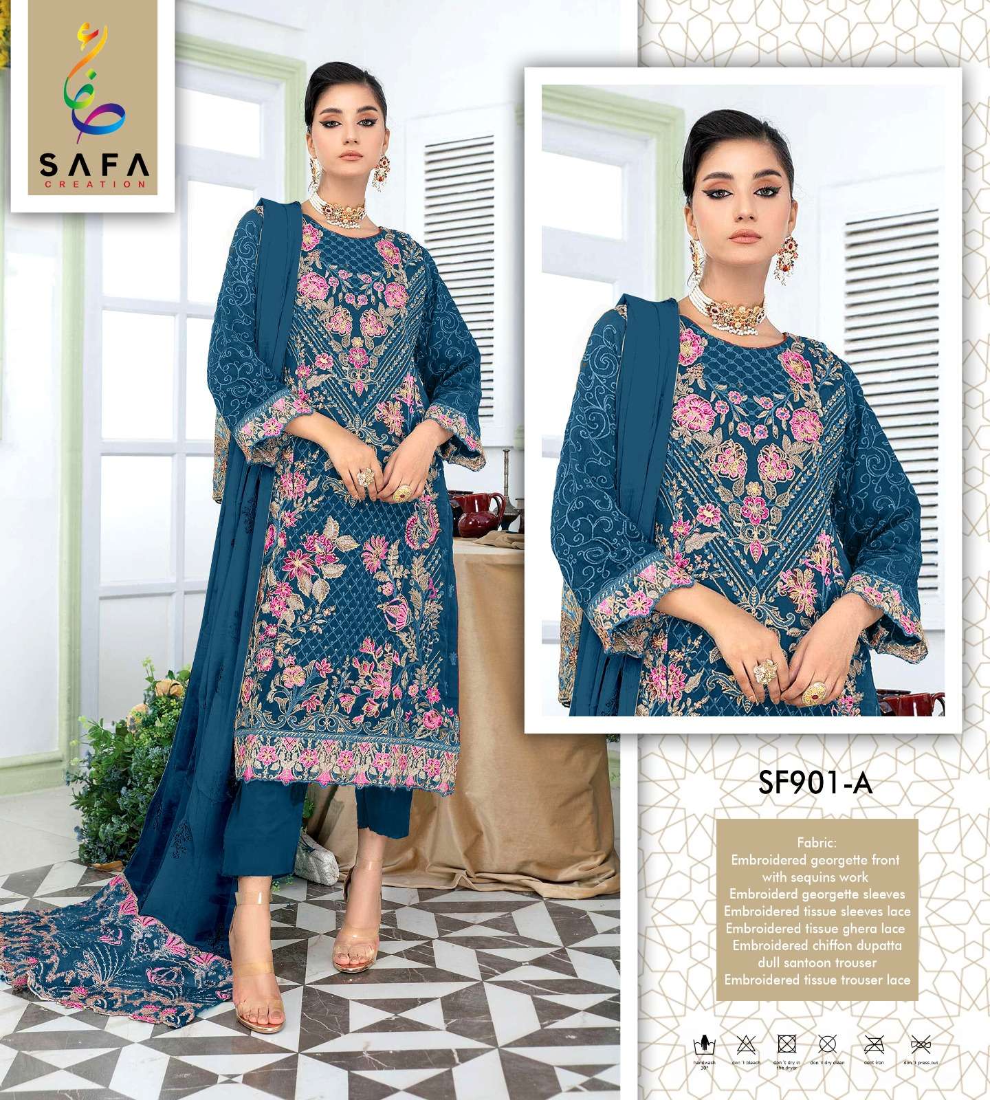 SF-901 COLOURS BY SAFA CREATION 901-A TO 901-D SERIES HEAVY GEORGETTE WORK PAKISTANI DRESSES