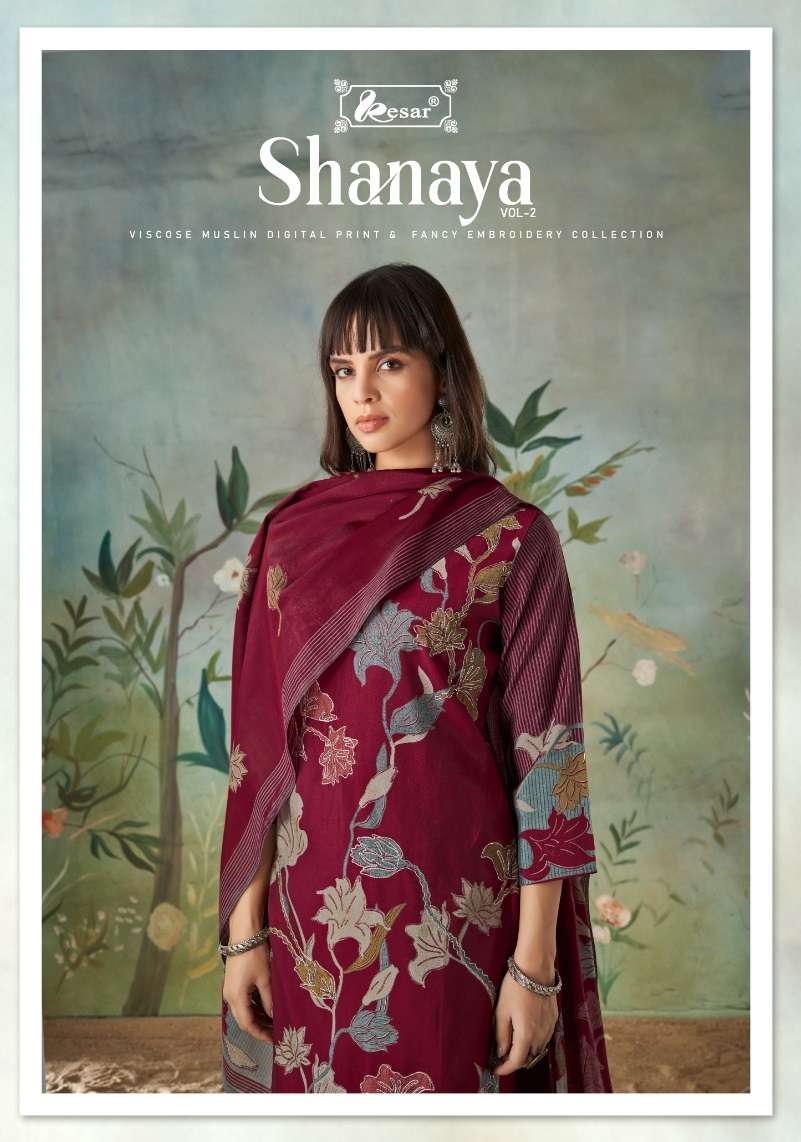 SHANAYA BY KESAR 220001 TO 220006 SERIES PURE MUSLIN PRINT WORK DRESSES