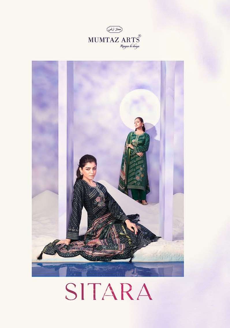 SITARA BY MUMTAZ ARTS 1501 TO 1504 SERIES PURE JAAM SATIN PRINT WORK DRESSES