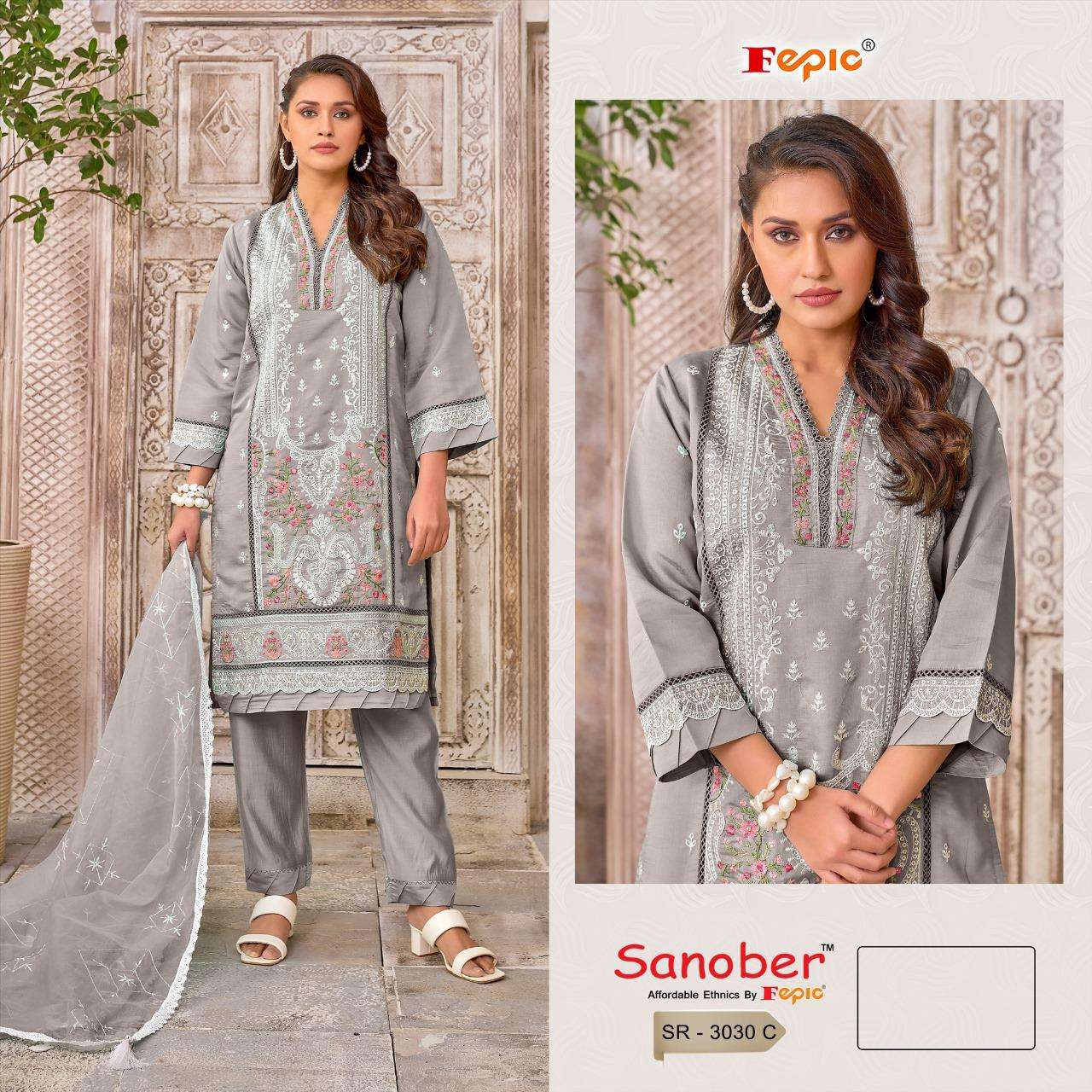 SR-3030 COLOURS BY FEPIC 3030-A TO 3030-C SERIES VISCOSE HEAVY WORK READYMADE DRESSES