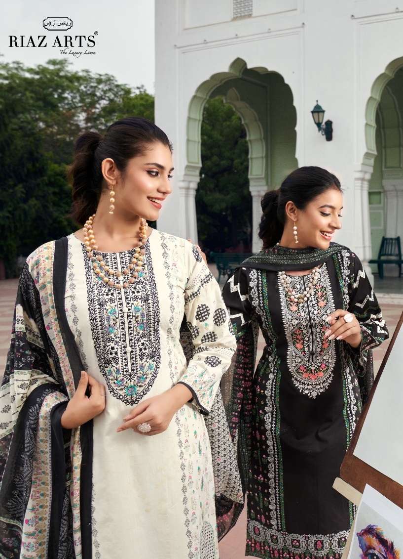 THE ARTIST BY RIAZ ARTS 3101 TO 3108 SERIES PURE KARACHI LAWN WORK PAKISTANI DRESSES