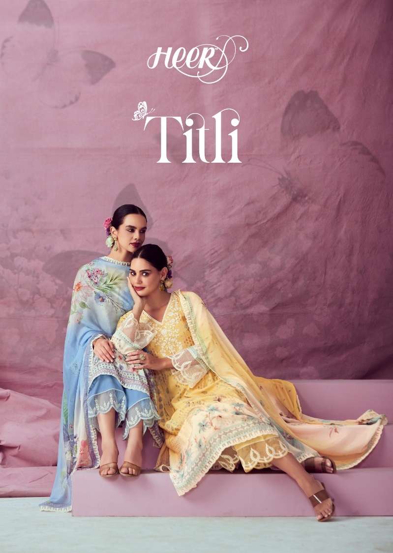 TITLI BY HEER 9261 TO 9266 SERIES PURE MUZLIN SILK PRINT EMBROIDERY WORK DRESSES