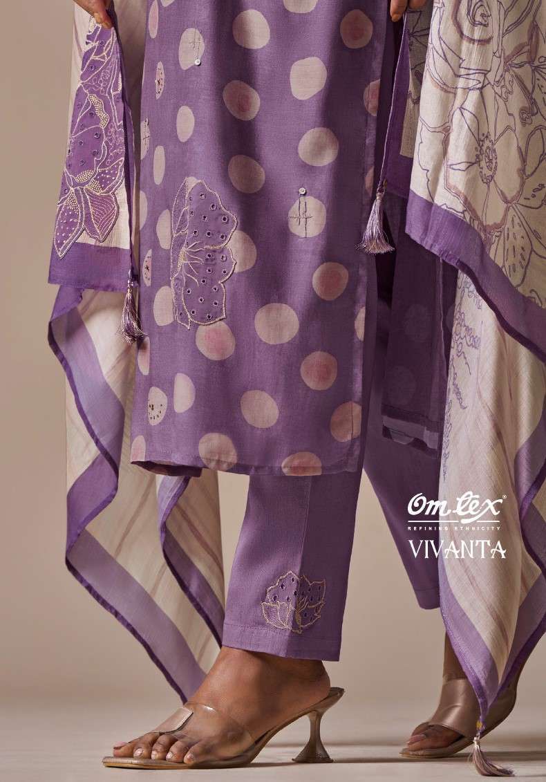 VIVANTA BY OMTEX 5131-A TO 5131-D SERIES DAISY SILK PRINT EMBROIDERY WORK DRESSES