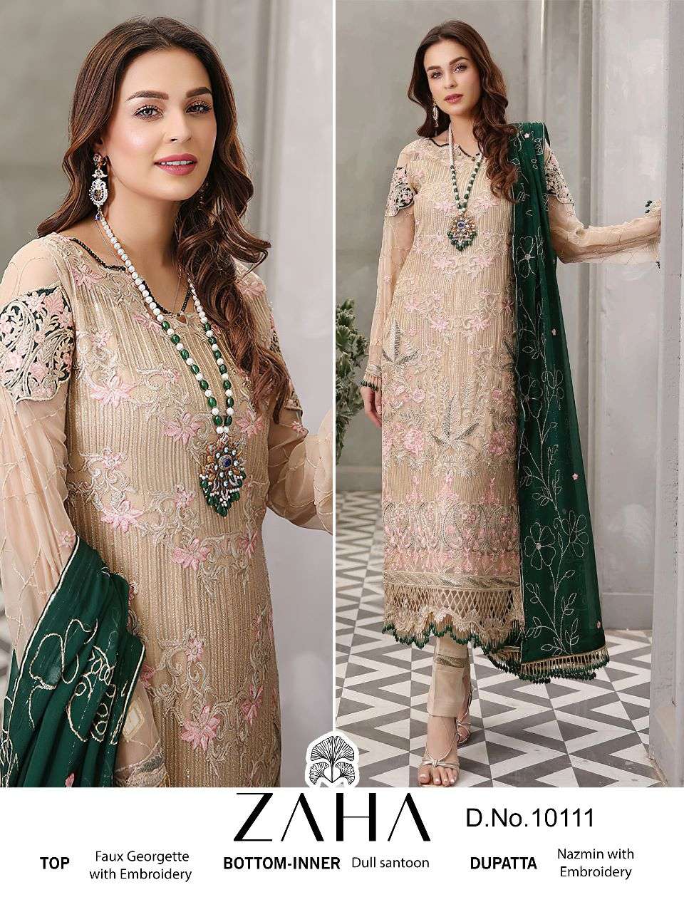 ZAHA 10111 HIT DESIGN BY ZAHA GEORGETTE HEAVY EMBROIDERY WORK PAKISTANI DRESS