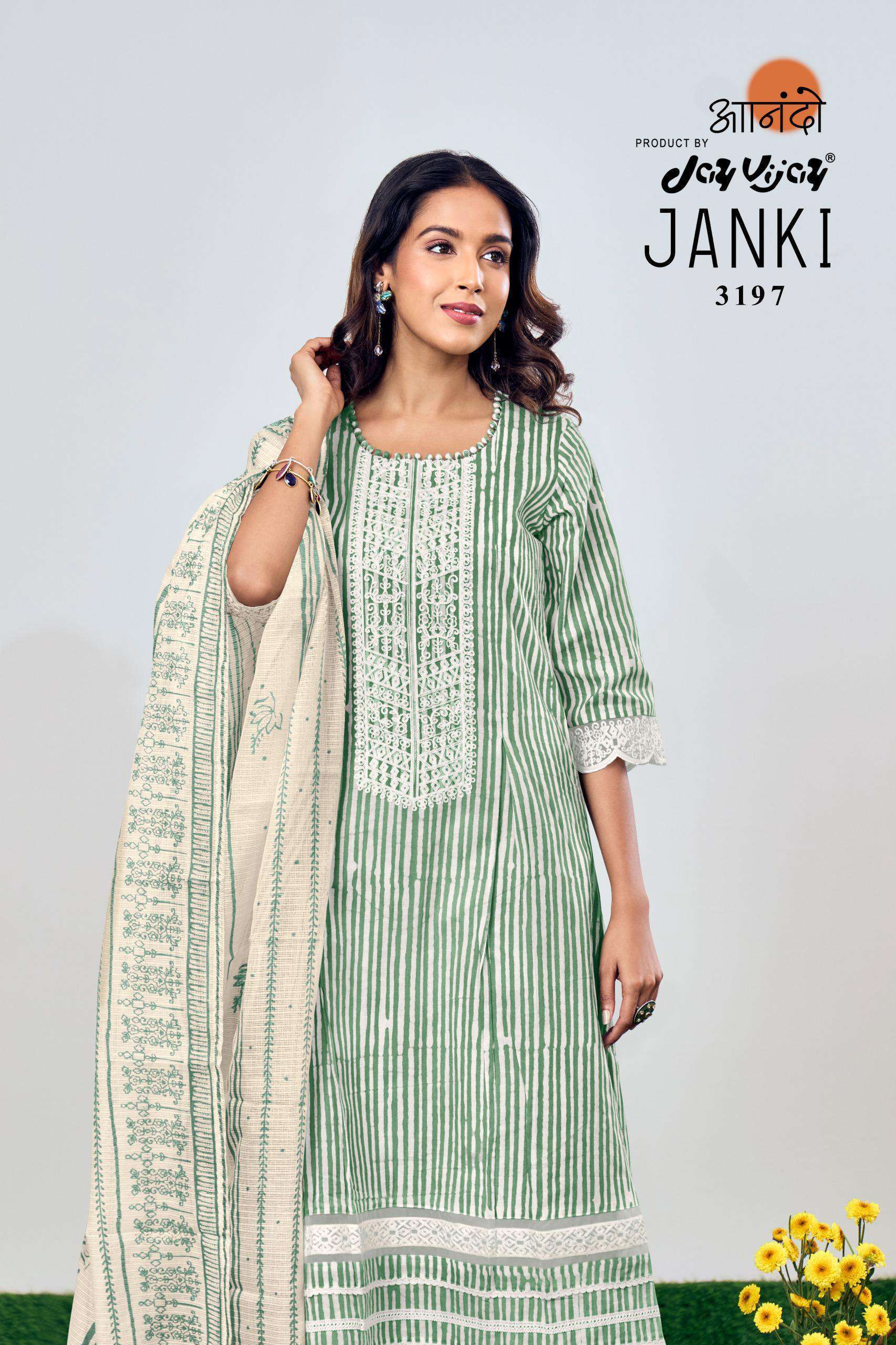 AANANDO JANKI BY JAY VIJAY 3197-A TO 3197-D SERIES COTTON PRINT WORK DRESSES