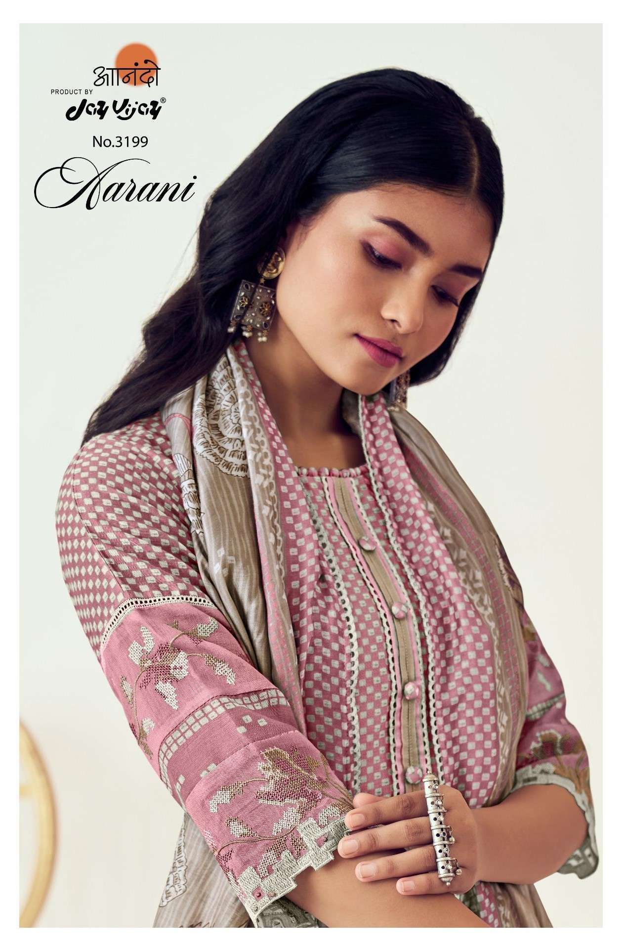 AARANI BY JAY VIJAY 3199-A TO 3199-D SERIES PURE CHANDERI PRINT WORK DRESSES