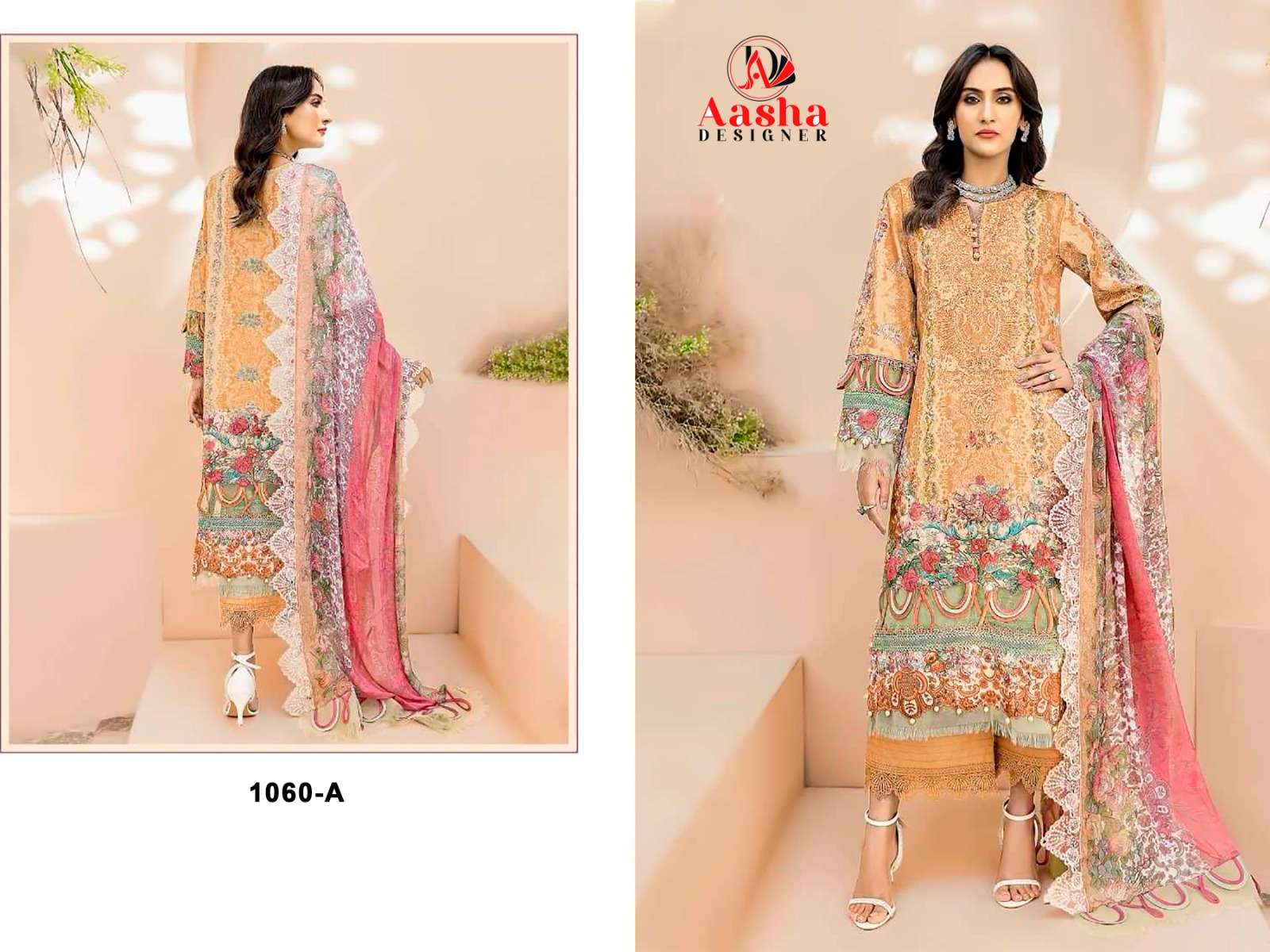 AASHA 1060 HIT DESIGN BY AASHA DESIGNER COTTON PRINT EMBROIDERY WORK PAKISTANI DRESS