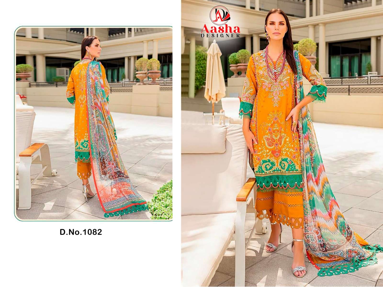 AASHA 1082 HIT DESIGN BY AASHA DESIGNER PURE COTTON PRINT WORK PAKISTANI DRESS