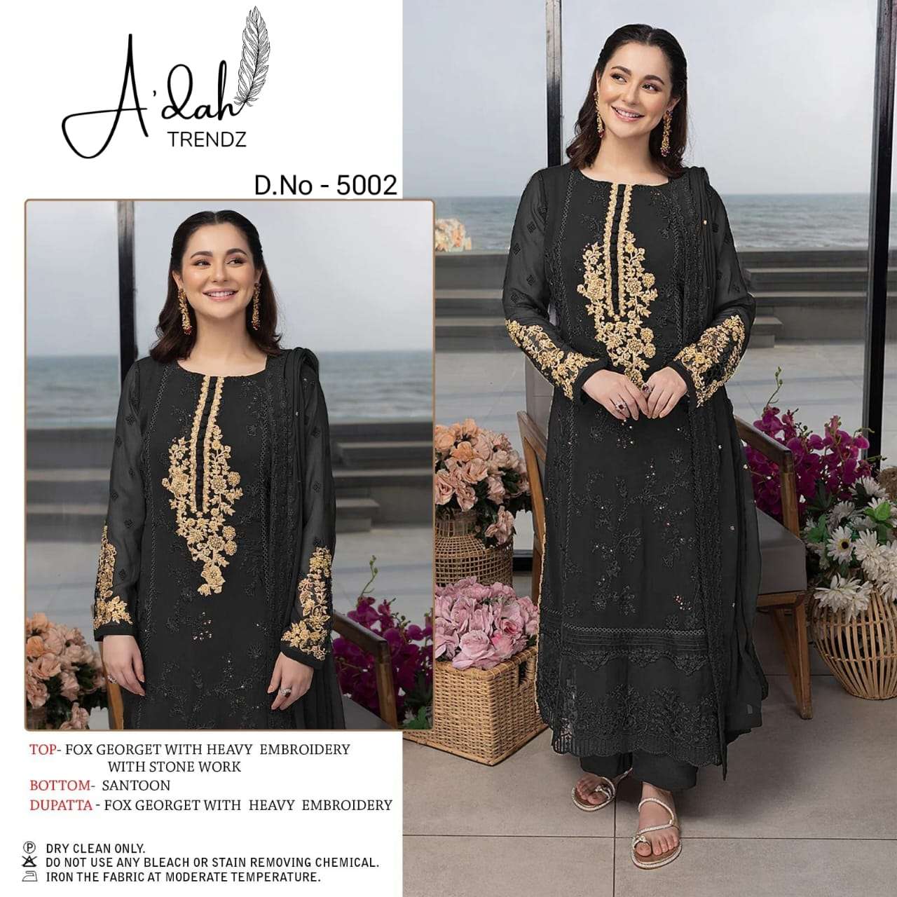 ADAH TRENDZ 5002-A TO 5002-D SERIES BY AQSAWHOLESALE FAUX GEORGETTE WORK DRESSES