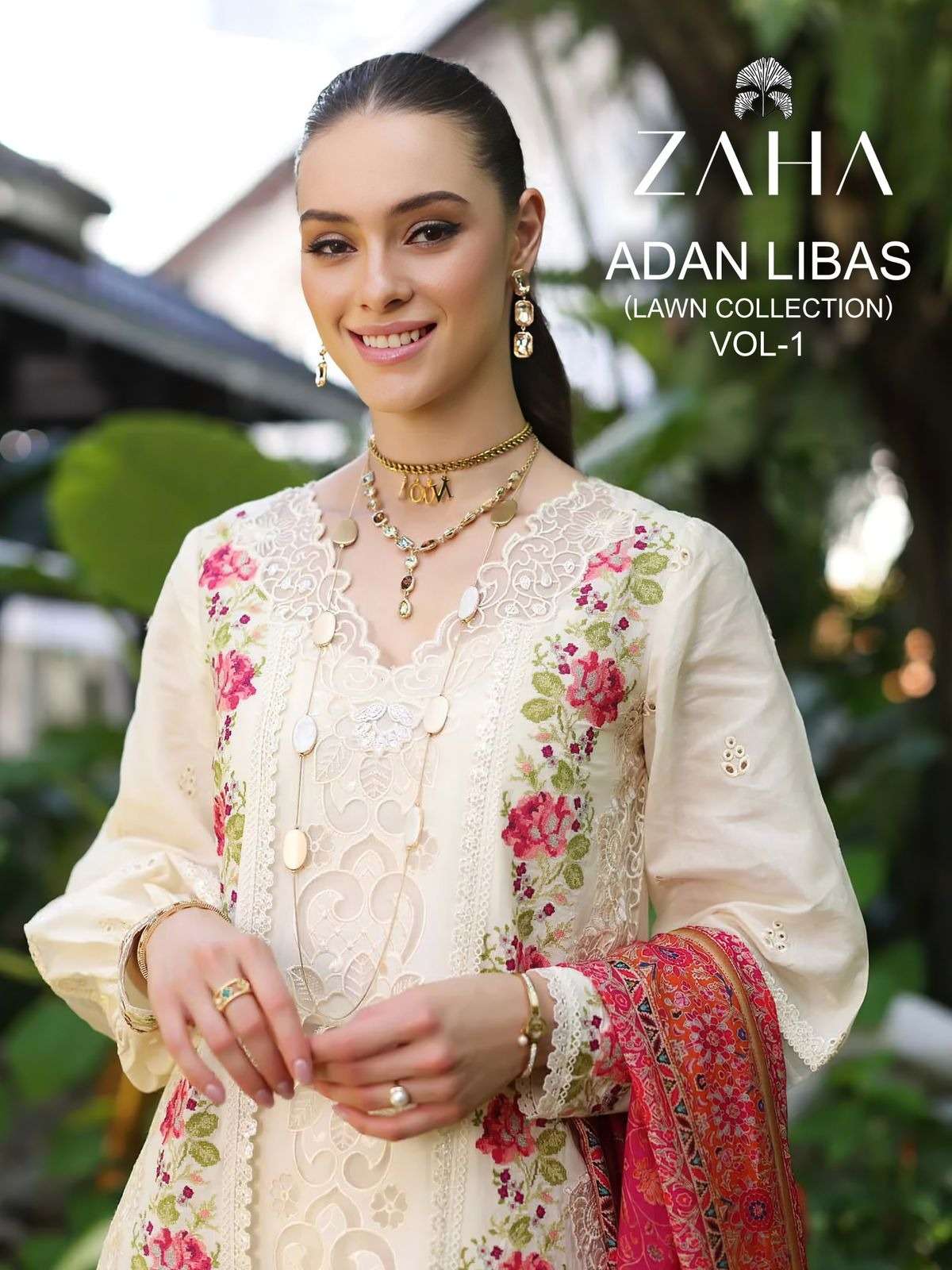 ADAN LIBAS VOL-1 BY ZAHA 10305 TO 10307 SERIES CAMBRIC COTTON HEAVY WORK PAKISTANI DRESSES