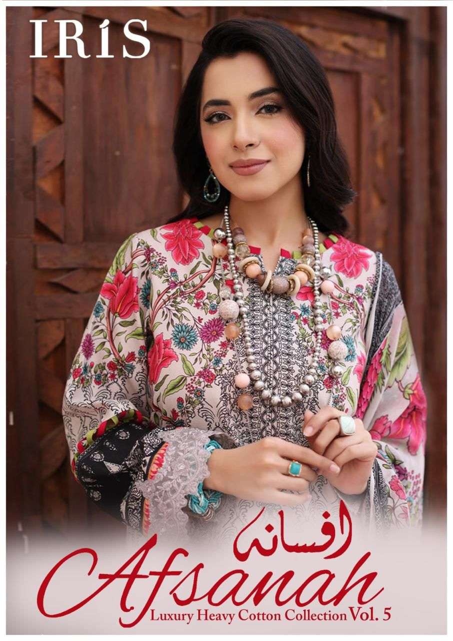 AFSANAH VOL-5 BY IRIS 1041 TO 1050 SERIES PURE COTTON PRINT PAKISTANI DRESSES