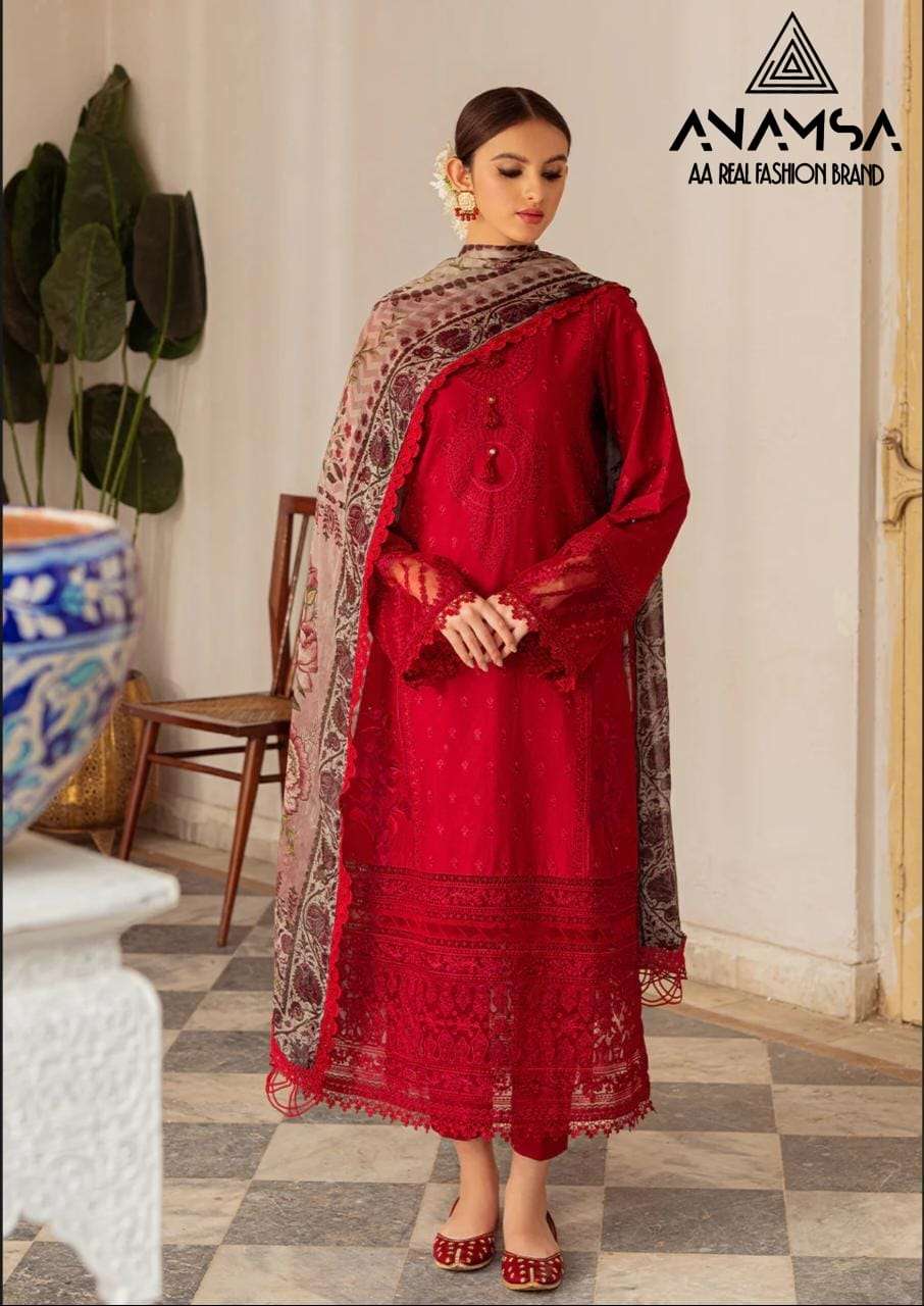 ANAMSA 468 HIT DESIGN BY ANAMSA RAYON COTTON EMBROIDERY WORK PAKISTANI DRESS