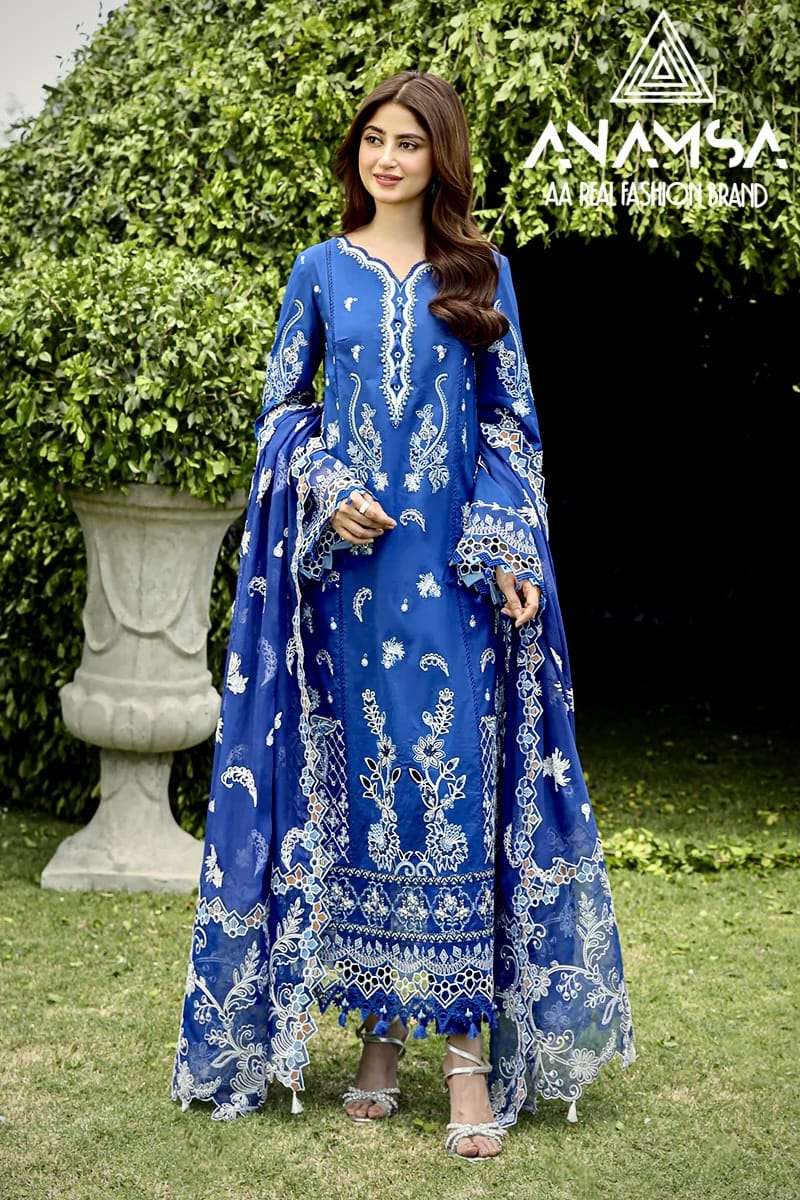 ANAMSA 482 HIT DESIGN BY ANAMSA RAYON COTTON EMBROIDERY WORK PAKISTANI DRESS