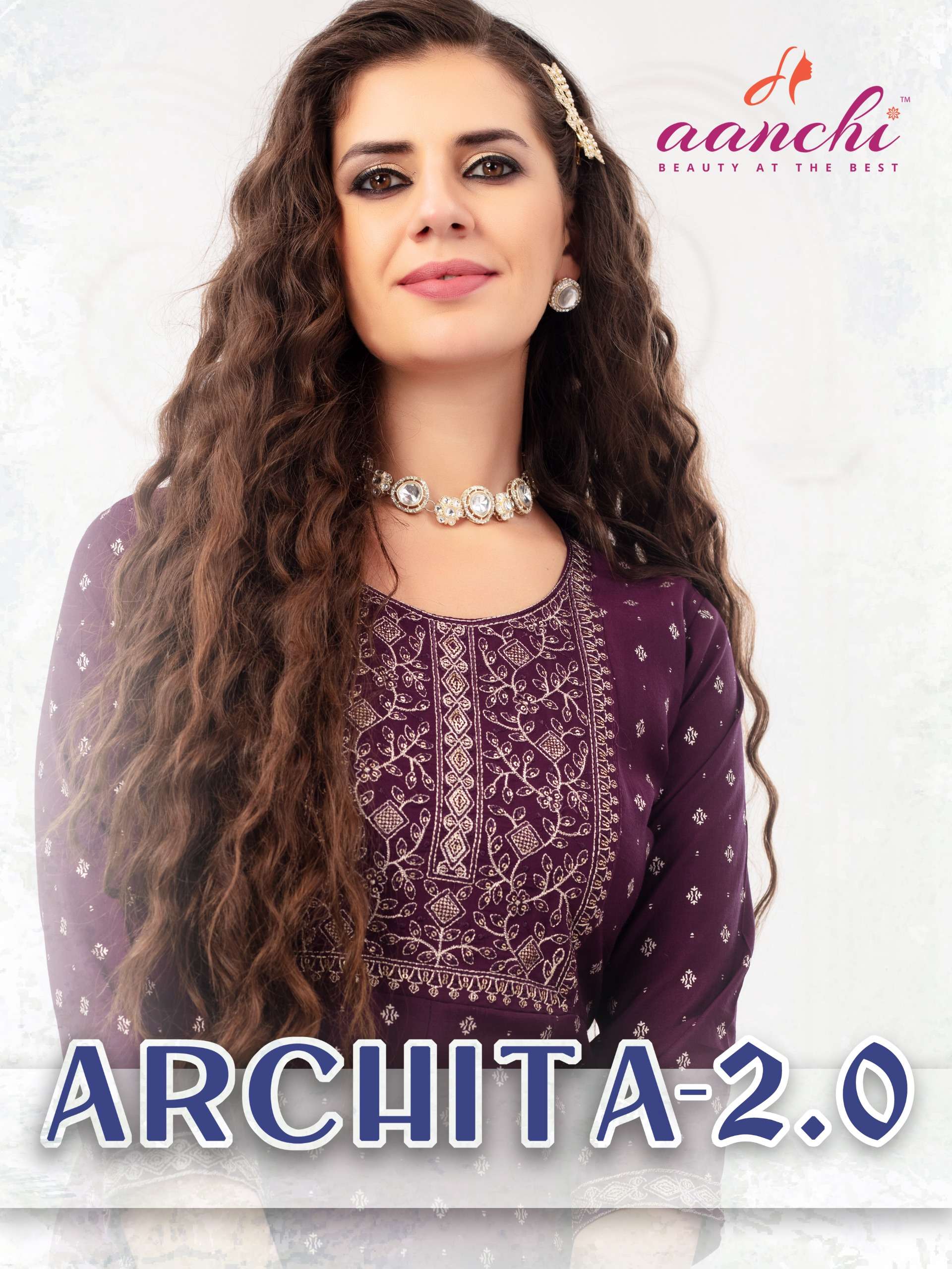 ARCHITA VOL-2 BY AANCHI ROMAN SILK EMBROIDERY WORK KURTIS