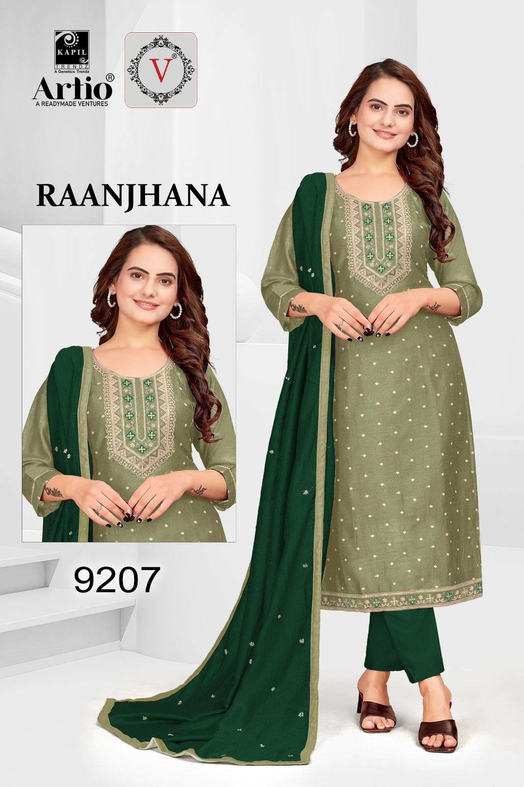 ARTIO RAANJHANA BY KAPIL TRENDZ 9201 TO 9207 SERIES VICHITRA SILK WORK READYMADE DRESSES