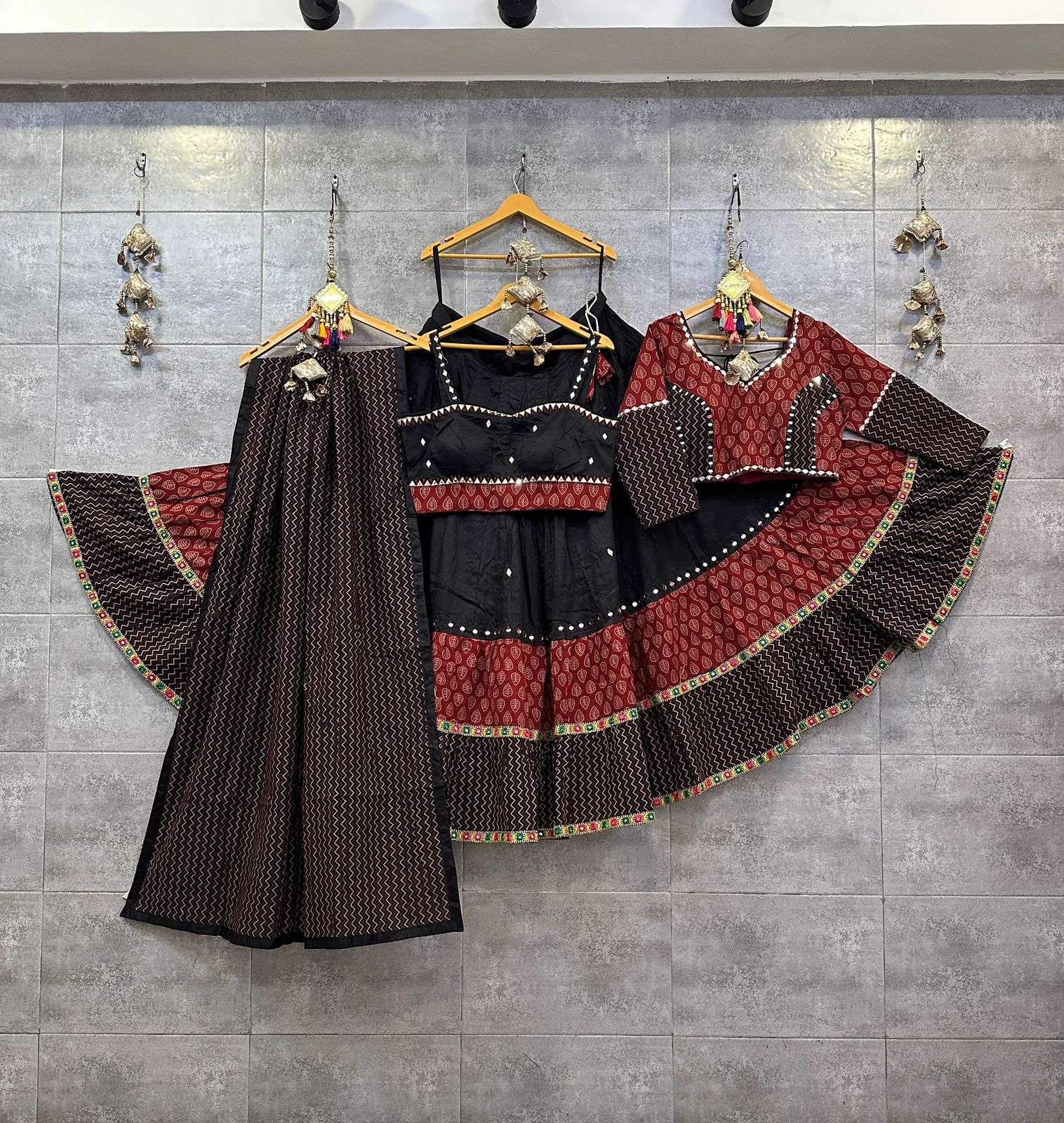 ASR-1213 COLOURS BY AQSAWHOLESALE COTTON MIRROR WORK READYMADE CHANIYA CHOLIS