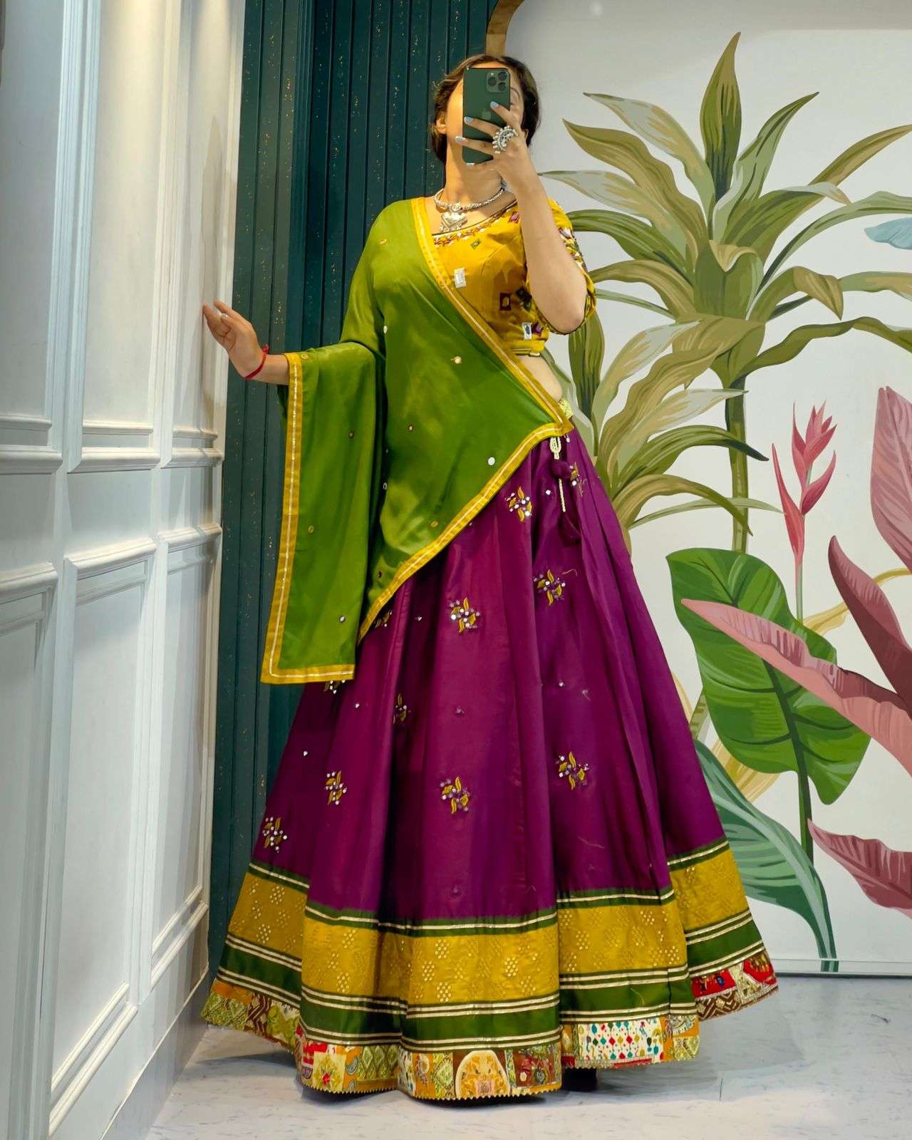 ASR-1313 COLOURS BY AQSAWHOLESALE COTTON SILK MIRROR WORK NAVRATRI CHANIYA CHOLIS