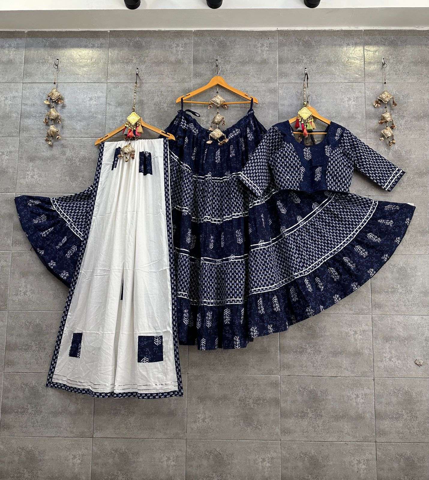 ASR-1322 NX BY AQSAWHOLESALE PURE CAMBRIC COTTON DENIM WORK READYMADE CHANIYA CHOLIS