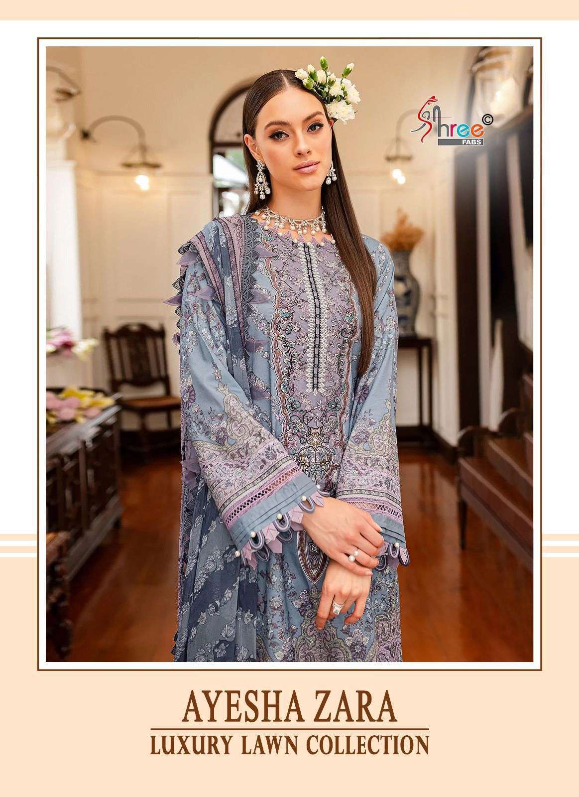 AYESHA ZARA PREMIUM LAWN COLLECTION BY SHREE FABS 3623 TO 3628 SERIES COTTON WORK DRESSES