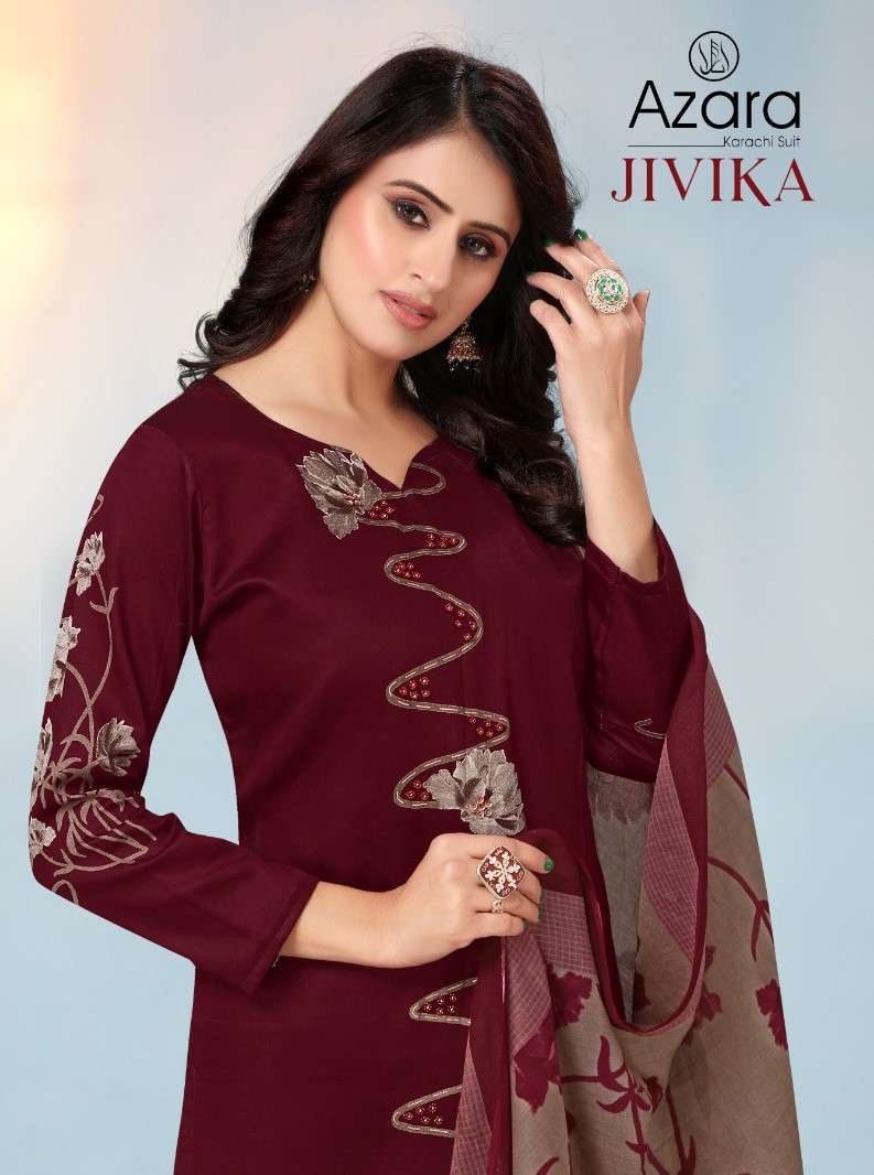 AZARA JIVIKA BY RADHIKA FASHION 1005-A TO 1005-D SERIES JAAM COTTON PRINT WORK DRESSES