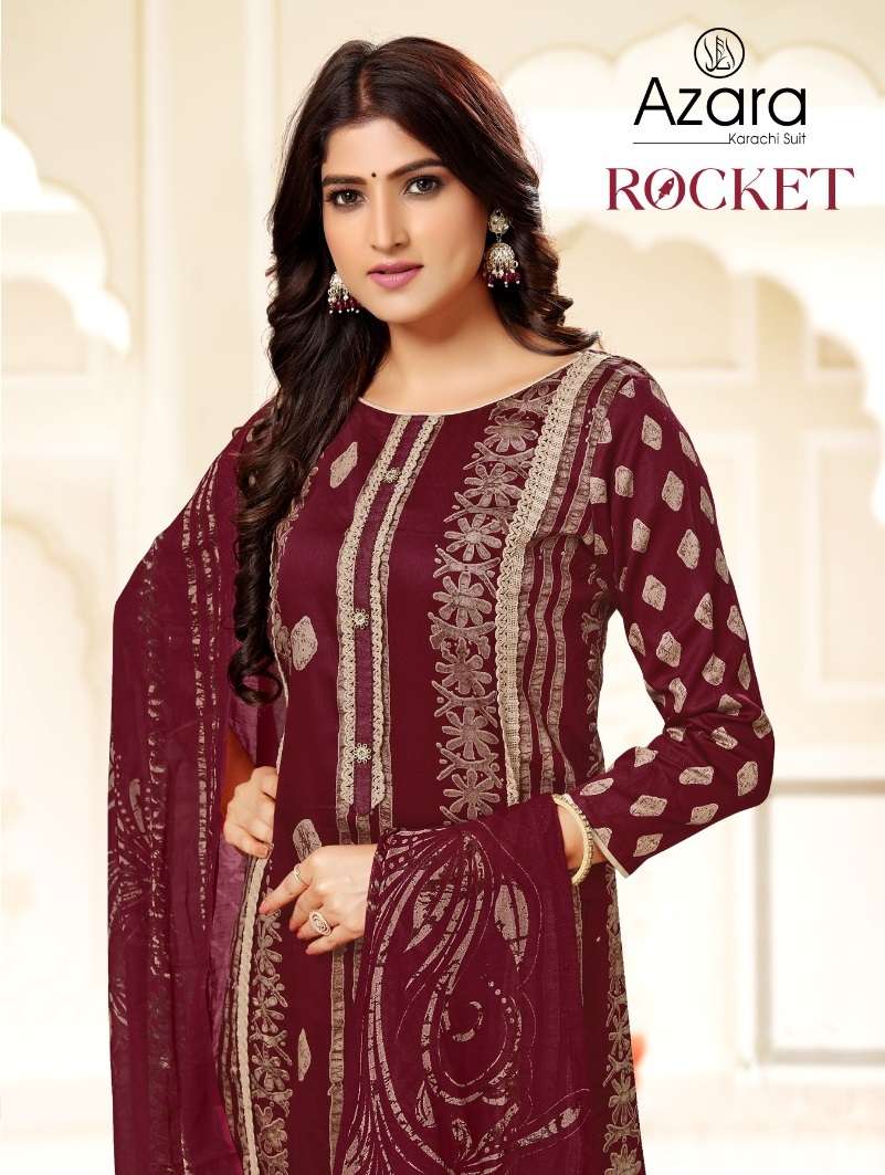 AZARA ROCKET BY RADHIKA FASHION 1047-A TO 1047-D SERIES JAAM COTTON WORK DRESSES