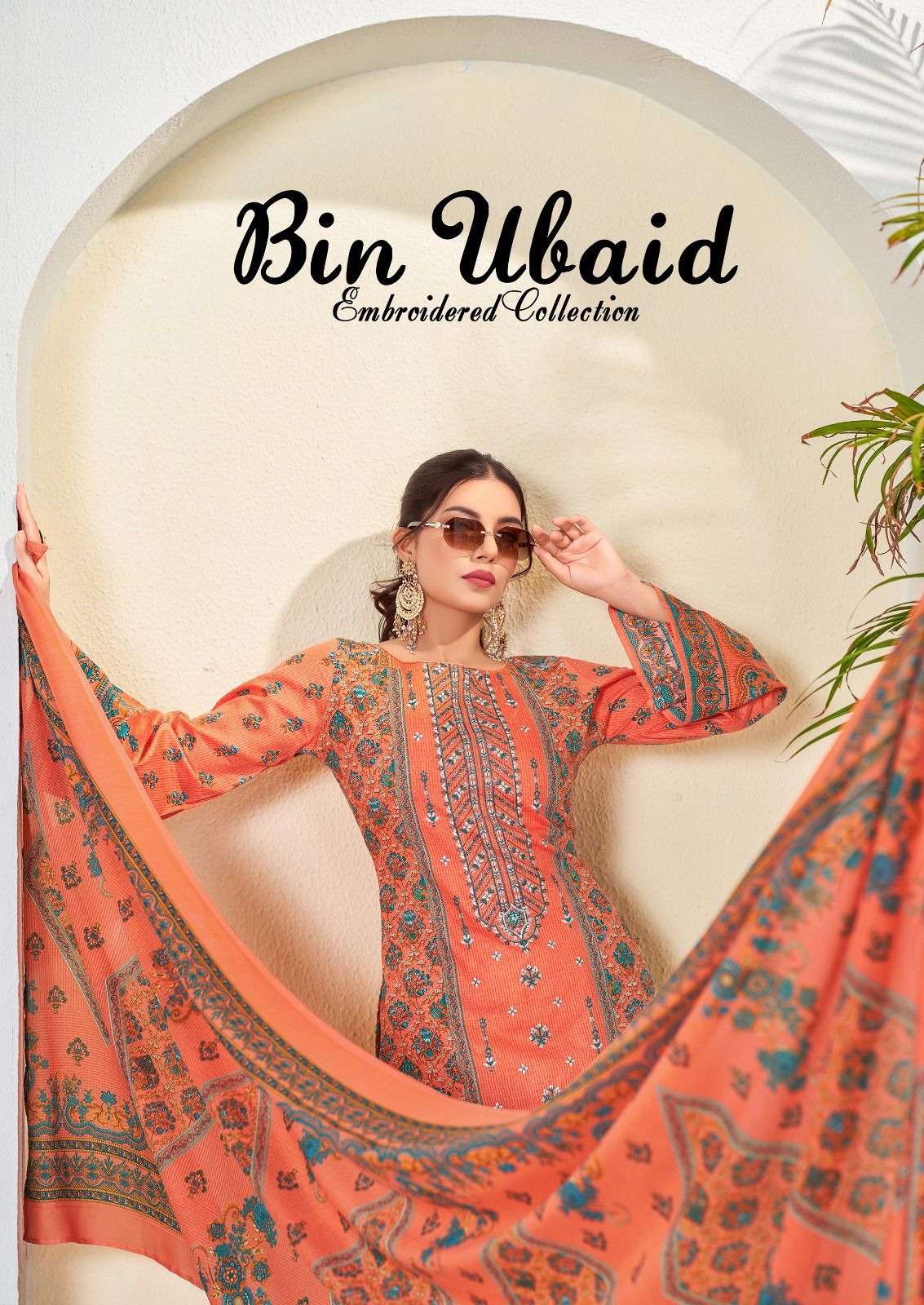 BIN UBAID VOL-3 BY AL KARAM 3001 TO 3006 SERIES PURE LAWN EMBROIDERY WORK DRESSES