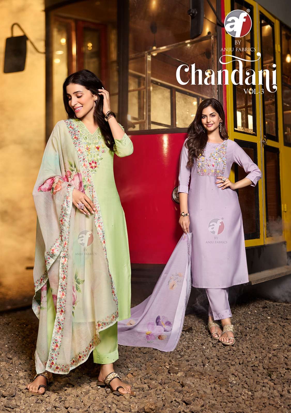 CHANDANI VOL-3 BY ANJU FABRICS 3731 TO 3736 SERIES VISCSOE NYLON WORK READYMADE DRESSES