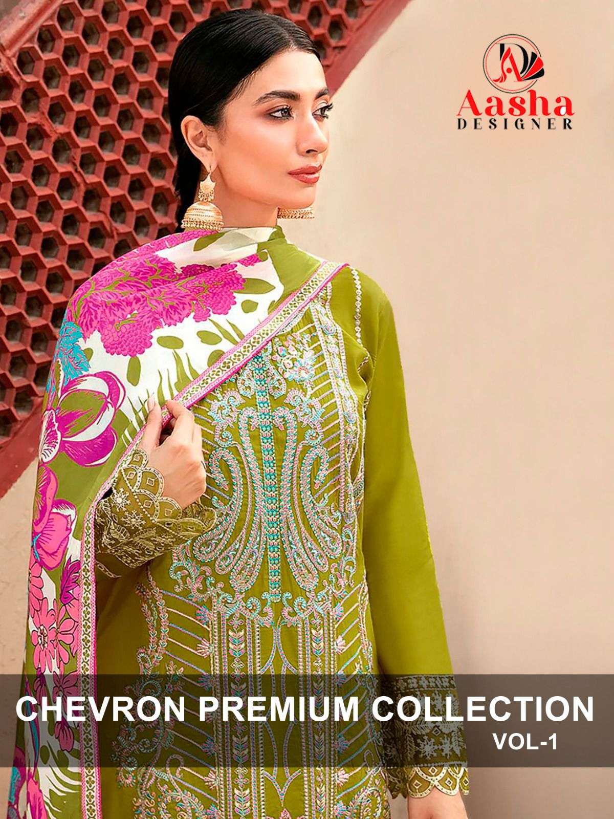 CHEVRON PREMIUM COLLECTION BY AASHA DESIGNER 1071 TO 1073 SERIES COTTON WORK DRESSES