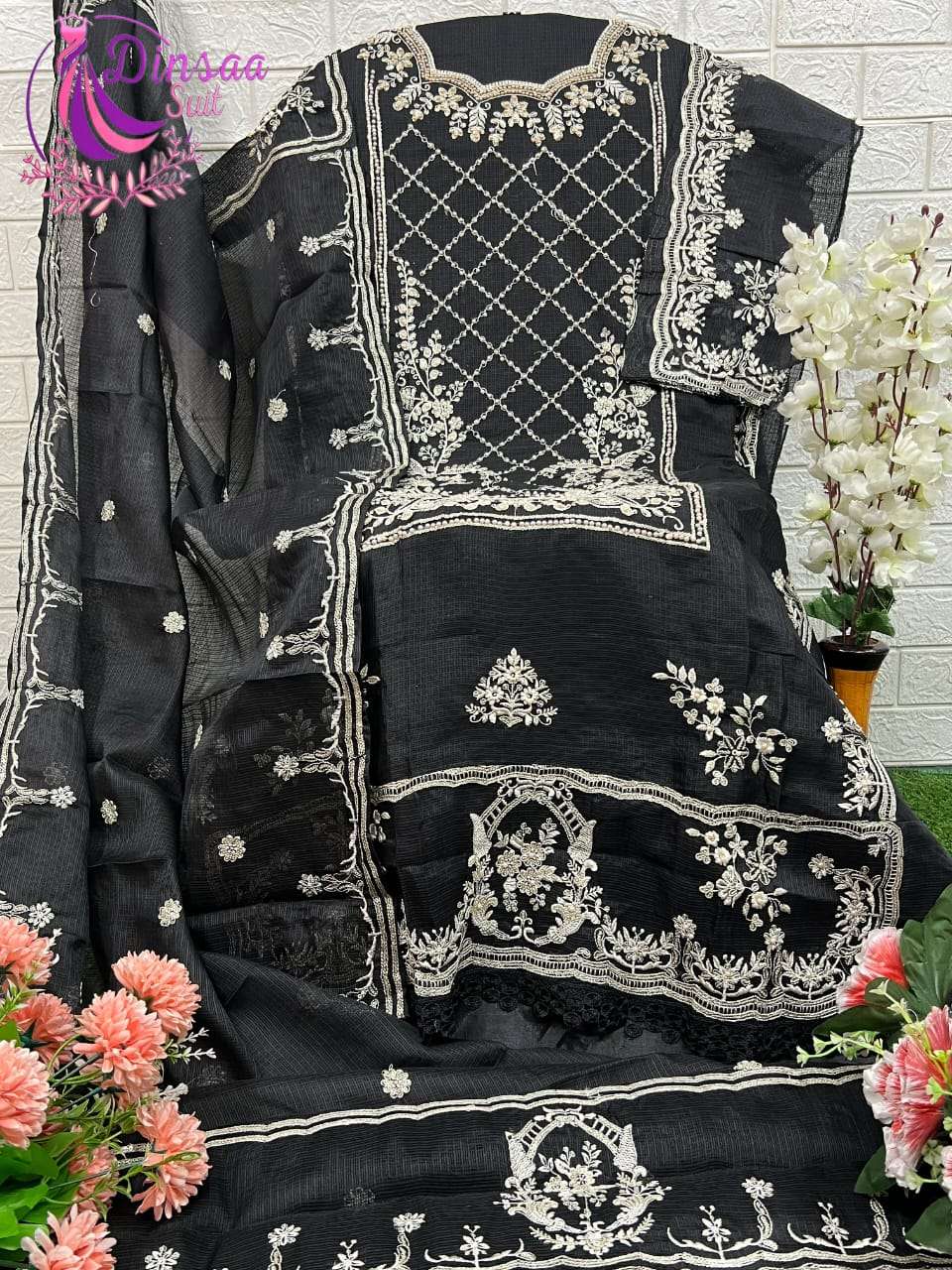 DS-271 HIT DESIGN BY DINSAA SUITS KOTA CHECK HEAVY EMBROIDERY WORK DRESS