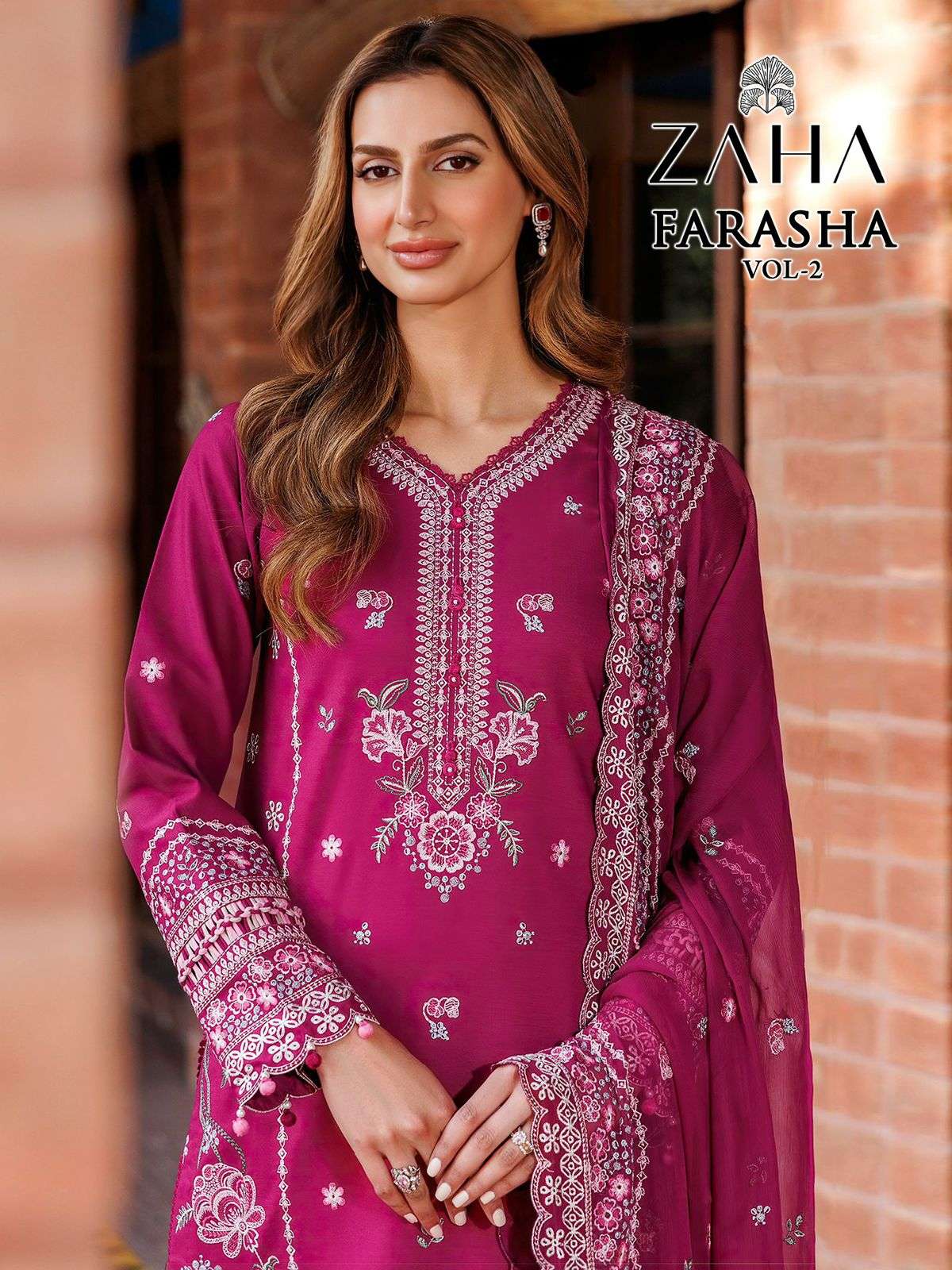 FARASHA VOL-2 BY ZAHA 10318 TO 10321 SERIES CAMBRIC COTTON EMBROIDERY PAKISTANI DRESSES