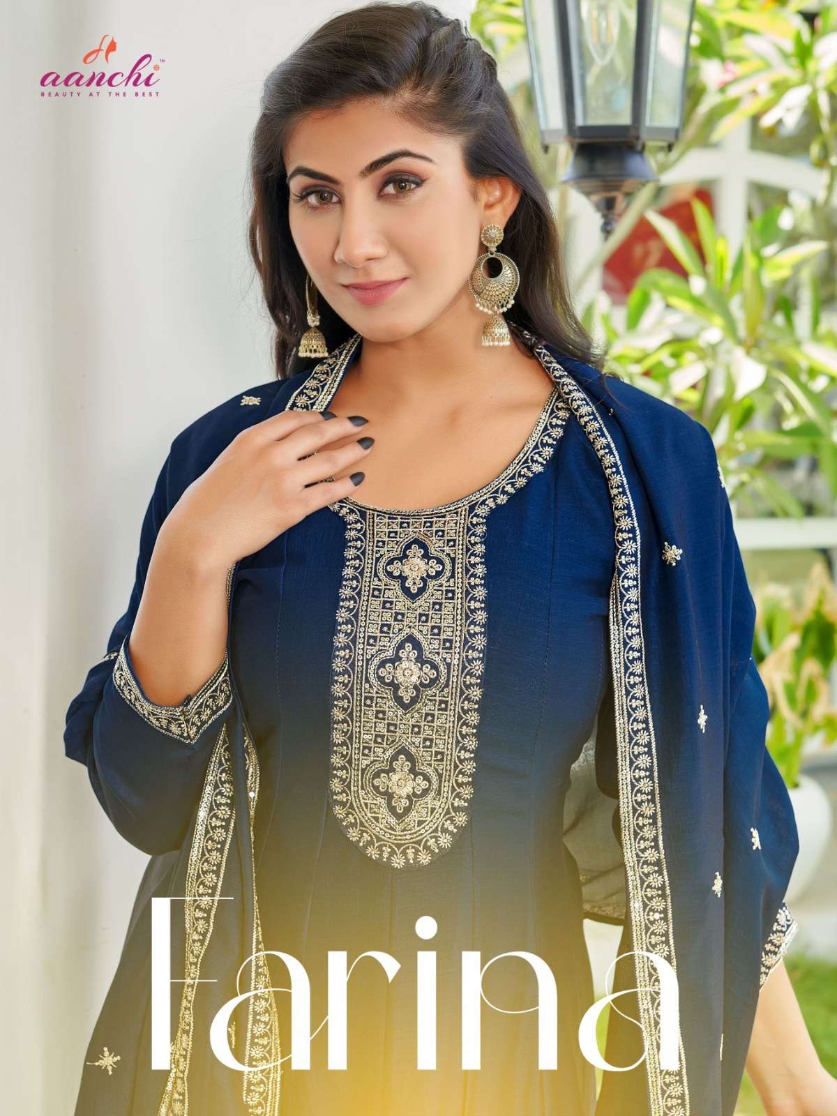 FARINA BY AANCHI 1001 TO 1004 SERIES VICHITRA SILK HEAVY WORK READYMADE DRESSES