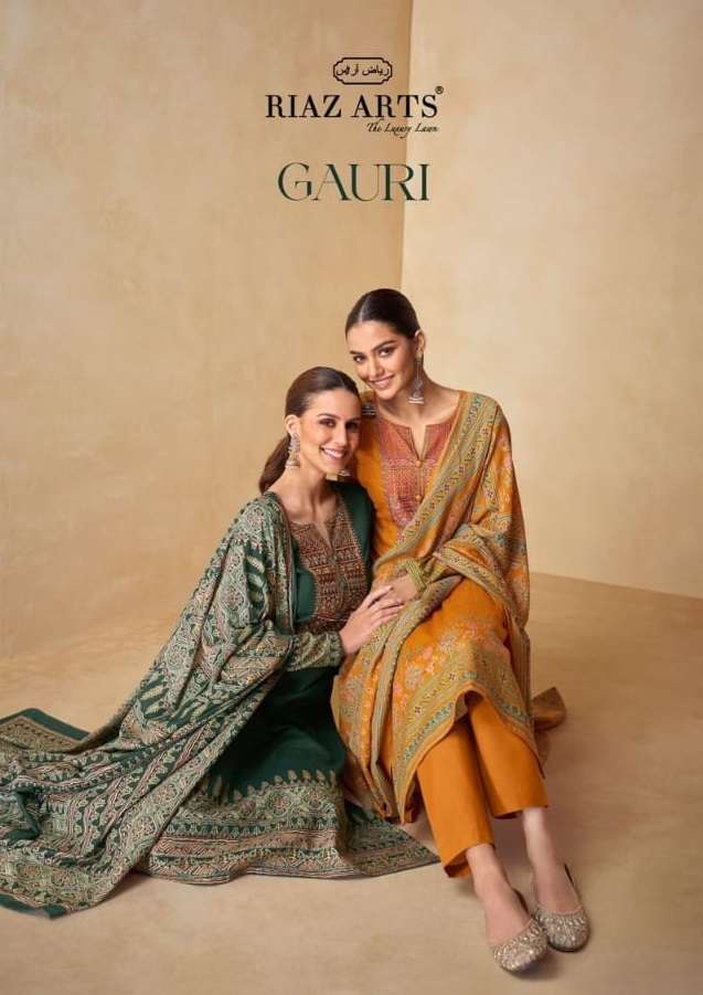 GAURI BY RIAZ ARTS 16001 TO 16008 SERIES PURE KARACHI LAWN EMBROIDERY WORK DRESSES