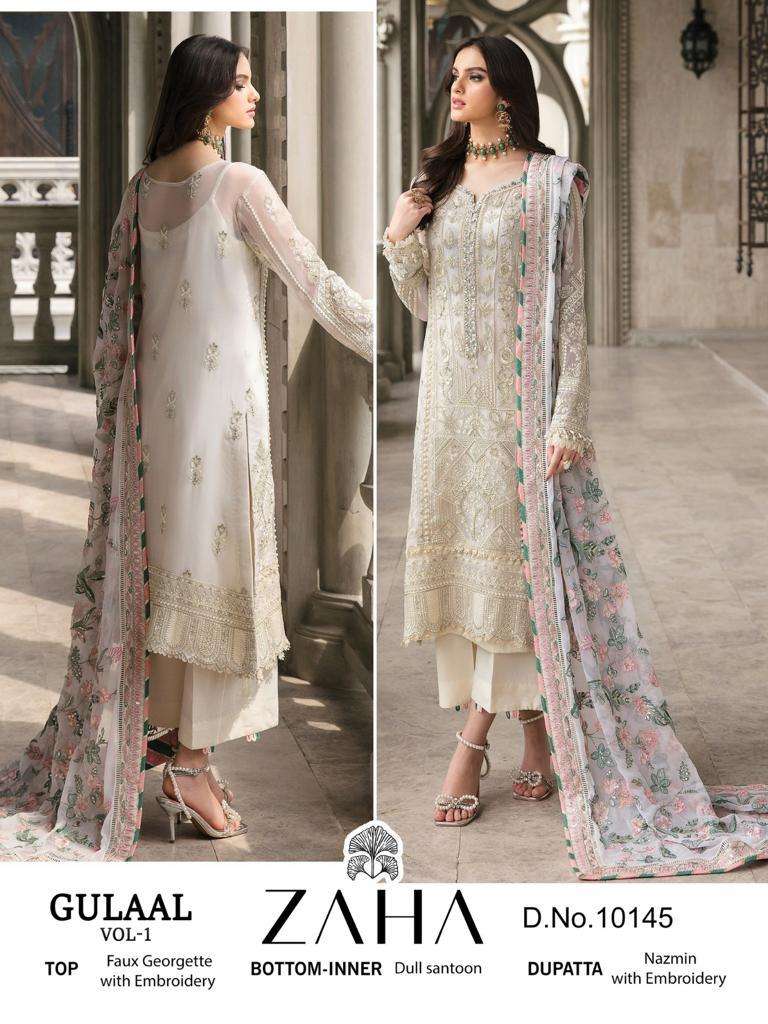 GULAAL 10145 HIT DESIGN BY ZAHA GEORGETTE HEAVY EMBROIDERY PAKISTANI DRESS