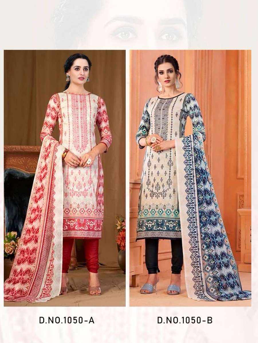 HARSHA VOL-3 BY AASHA DESIGNER 1050-A AND 1050-B SERIES COTTON WORK PAKISTANI DRESSES