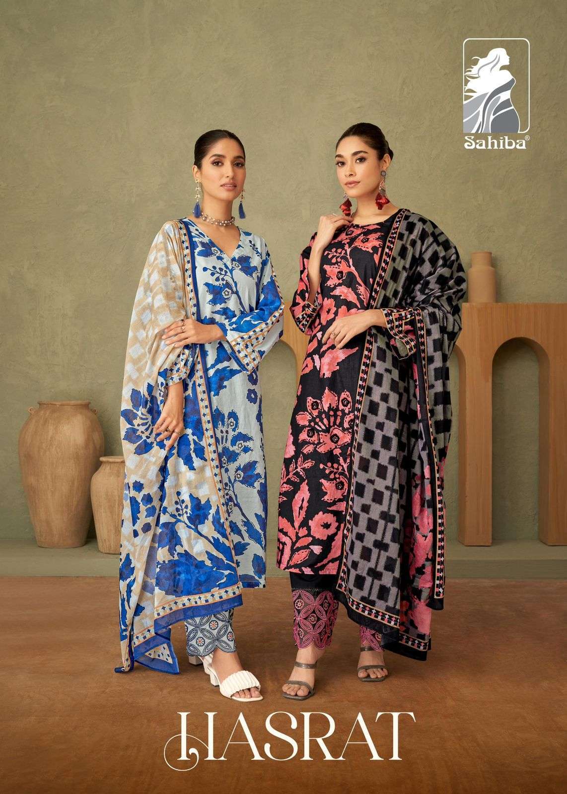 HASRAT BY SAHIBA 8502 AND 8530 SERIES PURE LAWN COTTON PRINT WORK DRESSES