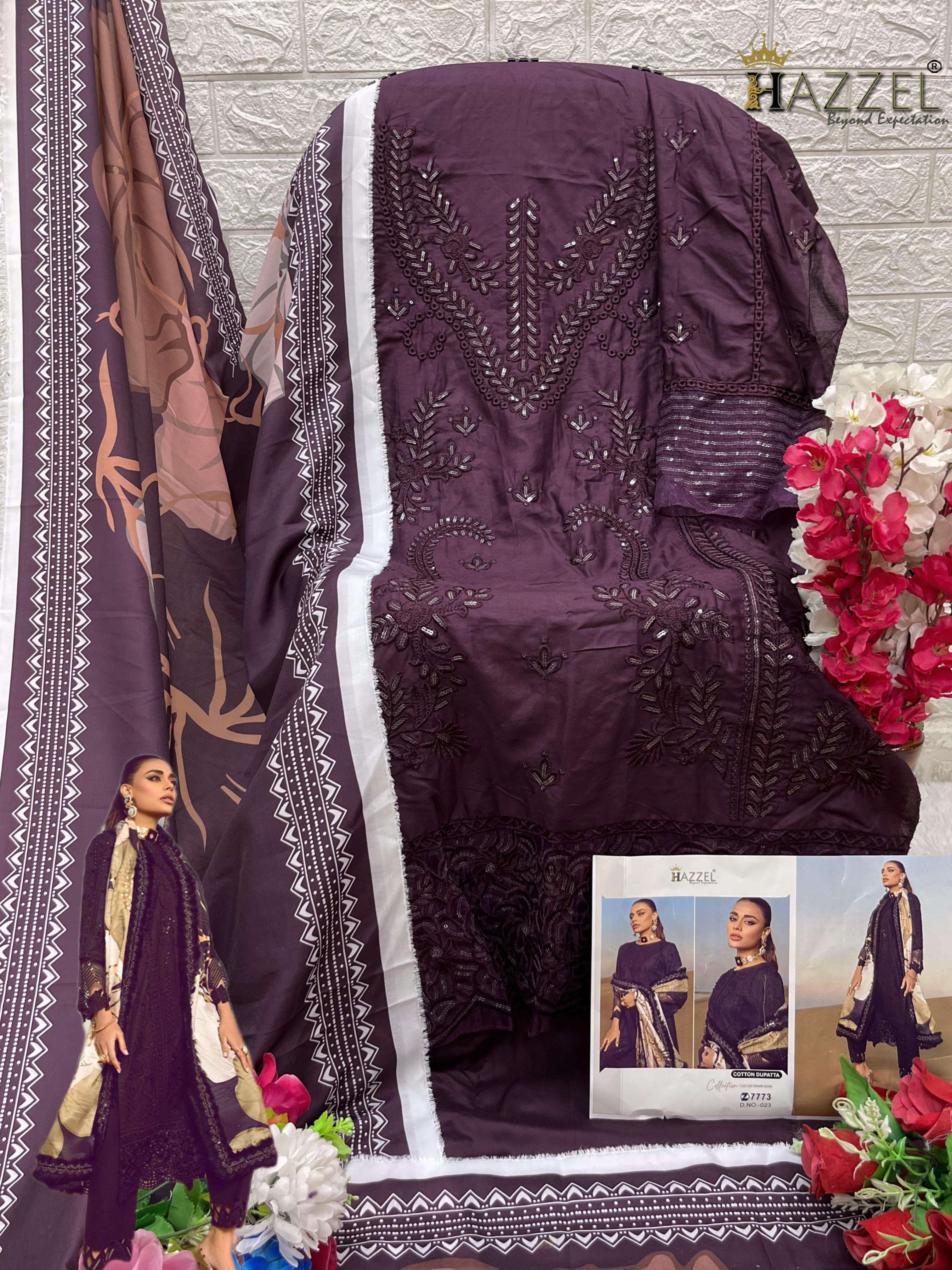 HAZZEL 023 HIT DESIGN BY HAZZEL COTTON EMBROIDERY WORK PAKISTANI DRESS