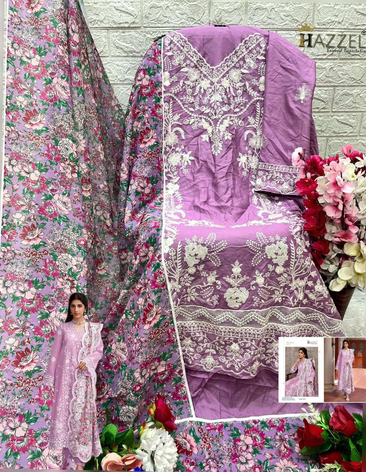 HAZZEL 89 COLOURS BY HAZZEL 89-A TO 89-D SERIES RAYON COTTON WORK PAKISTANI DRESSES