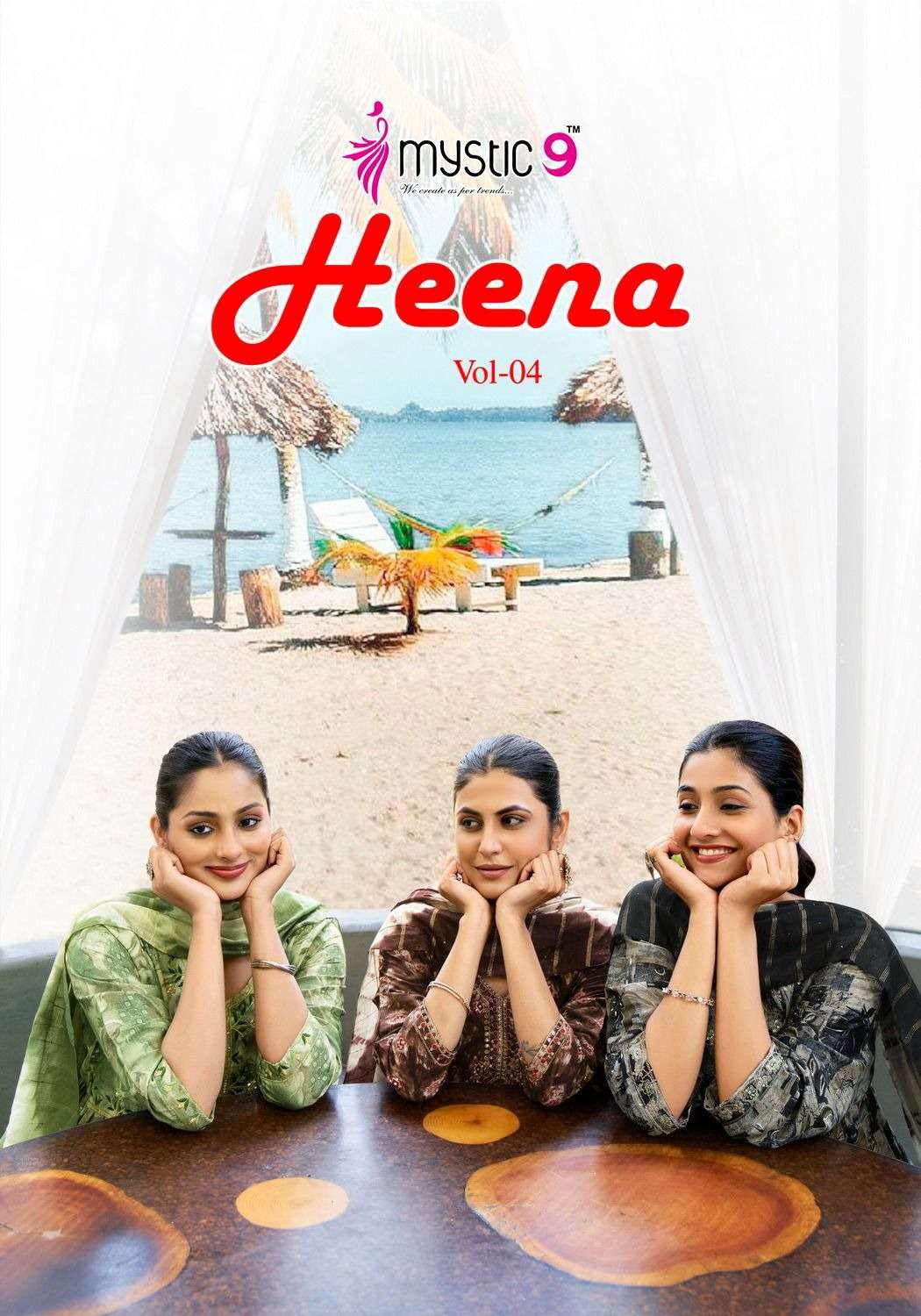 HEENA VOL-4 BY MYSTIC9 4001 TO 4008 SERIES RAYON PRINT WORK READYMADE DRESSES