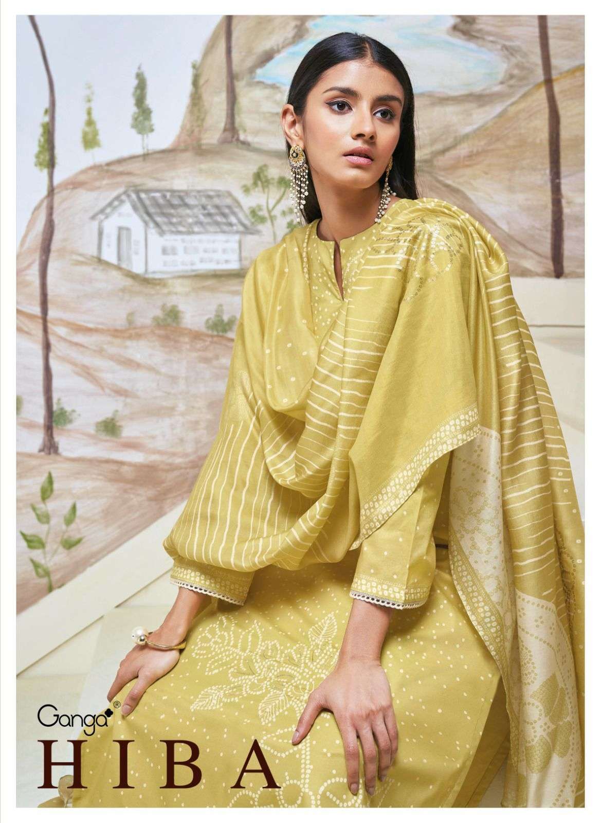 HIBA BY GANGA FASHIONS 1819 TO 1824 SERIES COTTON PRINT EMBROIDERY WORK DRESSES