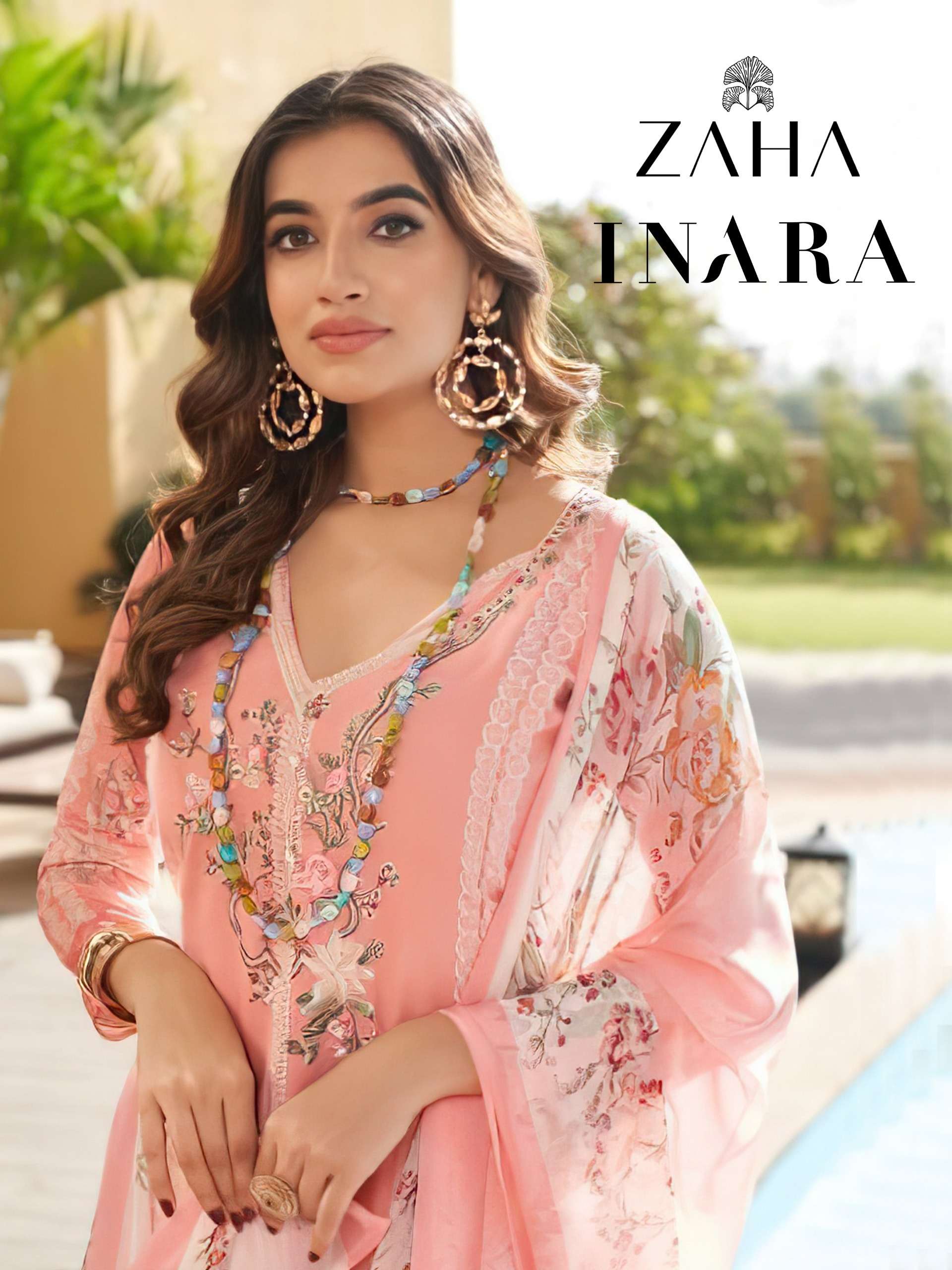 INARA BY ZAHA 10326 TO 10330 SERIES PURE CAMBRIC COTTON EMBROIDERY WORK DRESSES