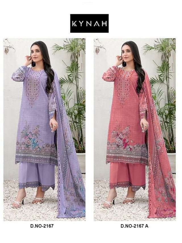 KYNAH 2167 NX BY AQSAWHOLESALE PURE LAWN PRINT WORK PAKISTANI DRESSES